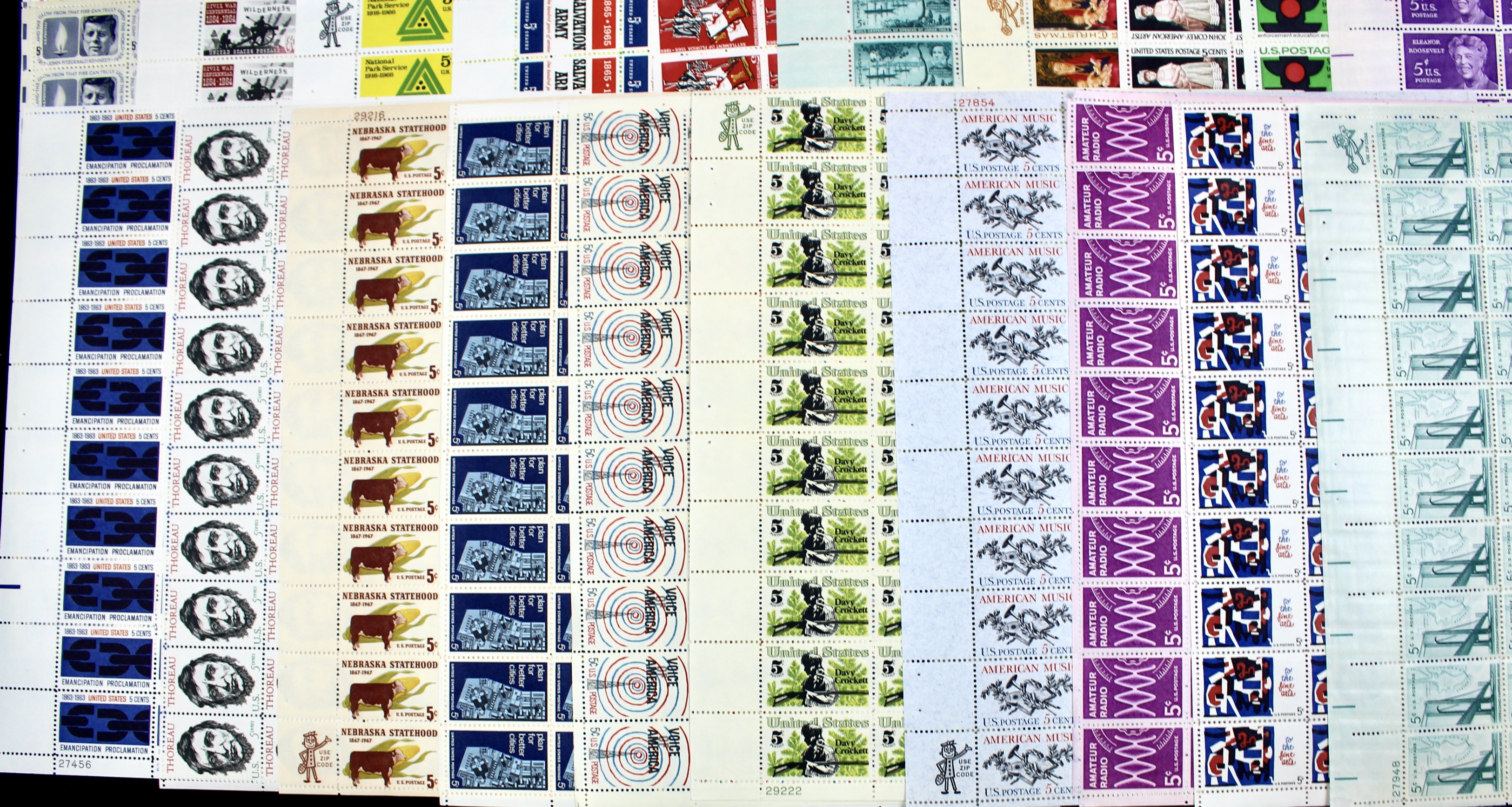 Fifty-Nine Different U.S. 5-Cent Postage Stamp Sheets