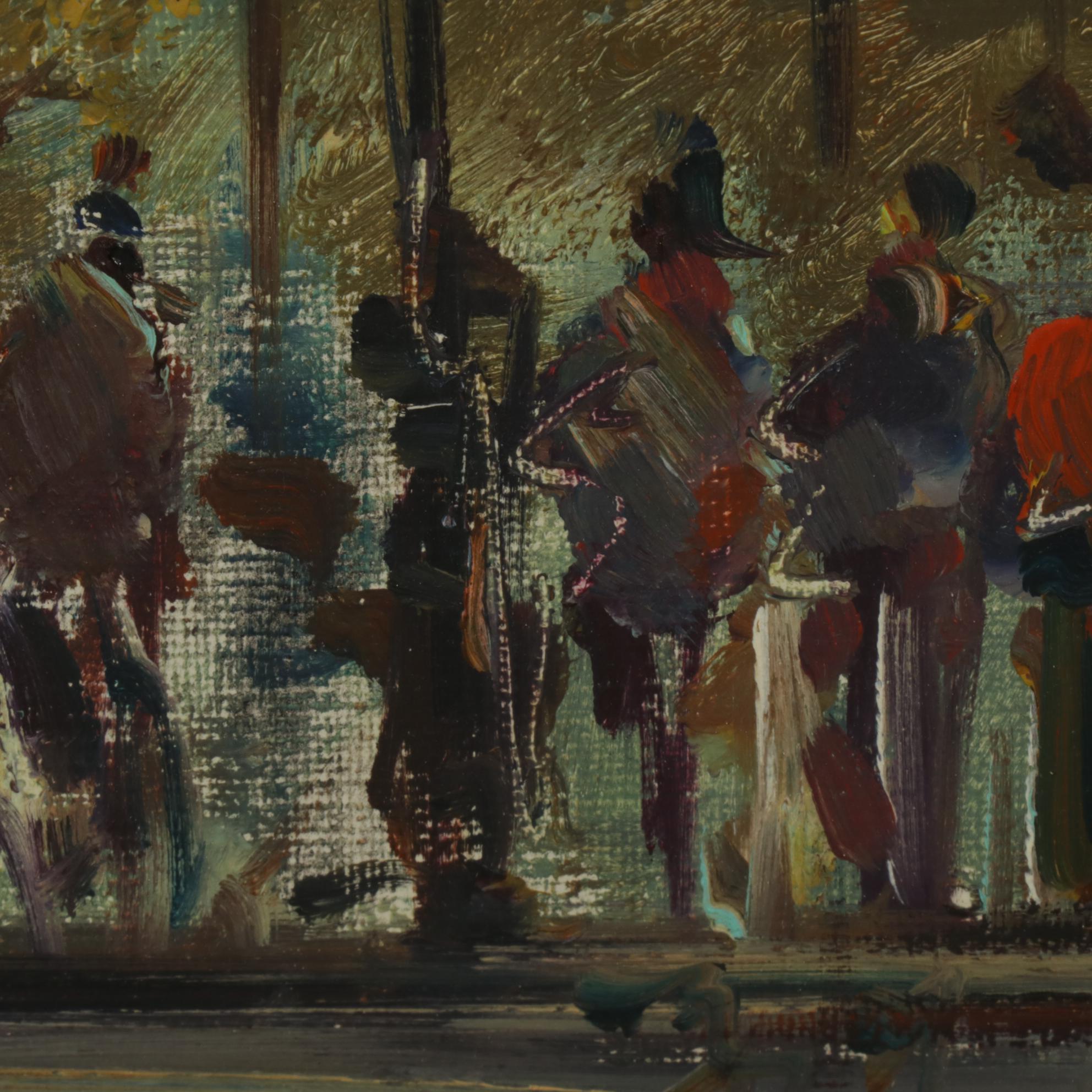 Impressionist Style Oil Painting of City Scene, Mid to Late 20th Century