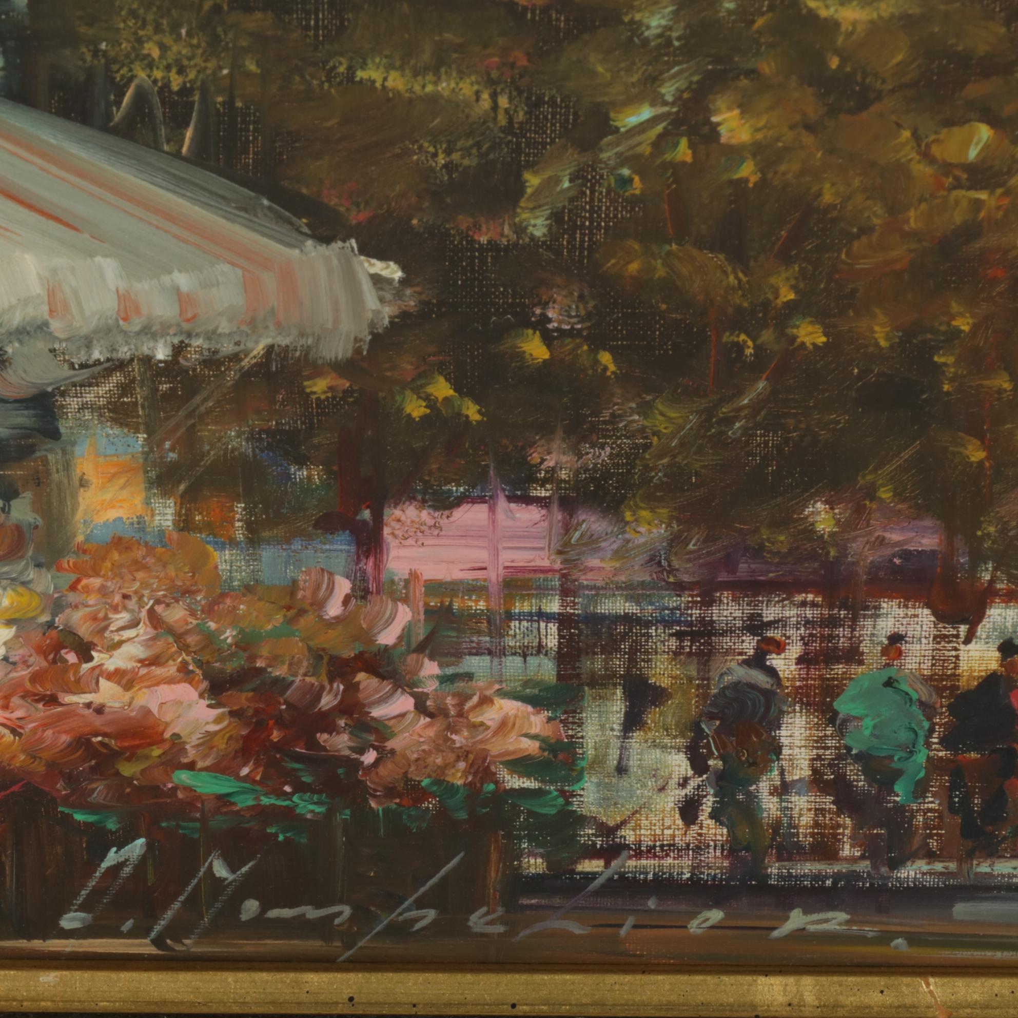 Impressionist Style Oil Painting of City Scene, Mid to Late 20th Century