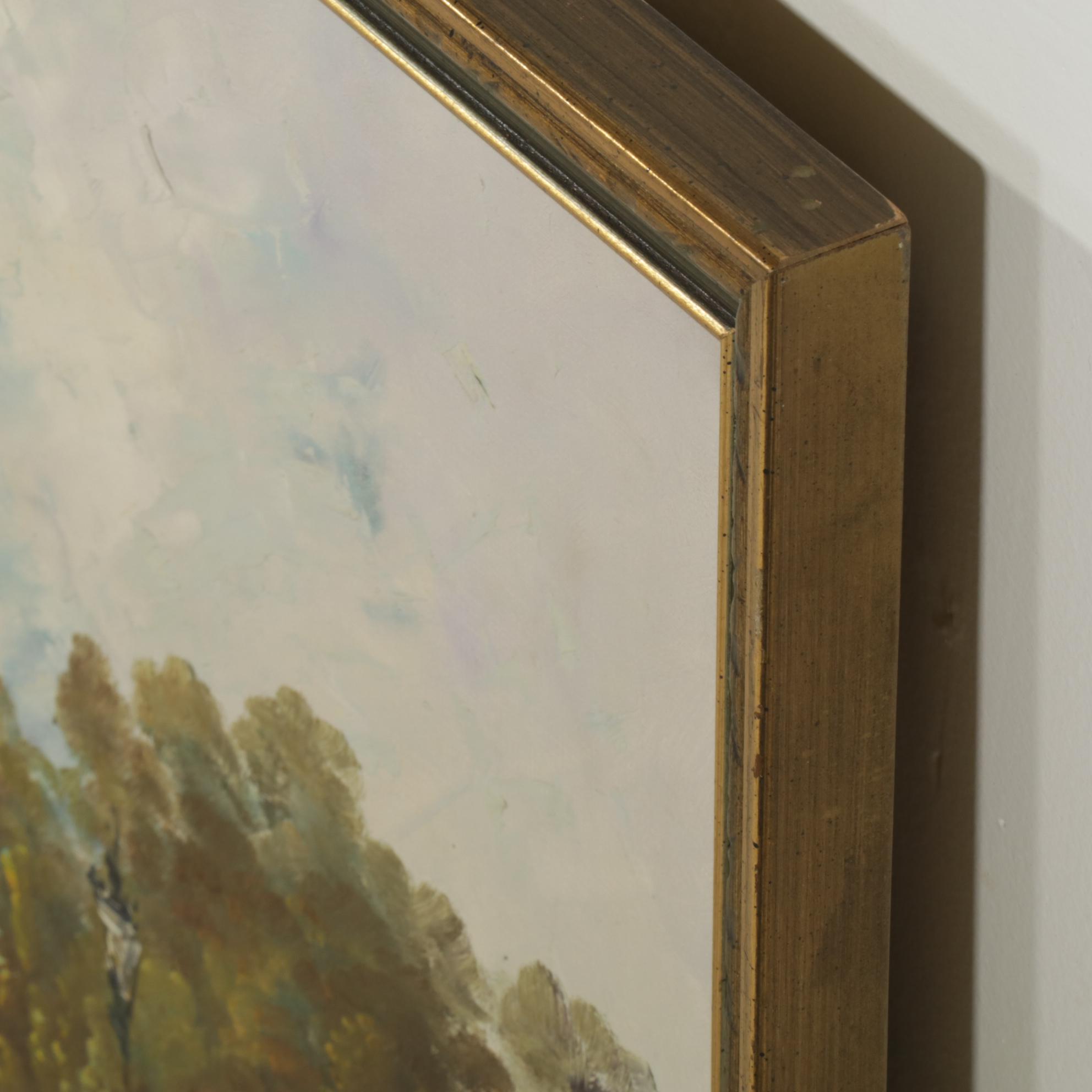 Impressionist Style Oil Painting of City Scene, Mid to Late 20th Century