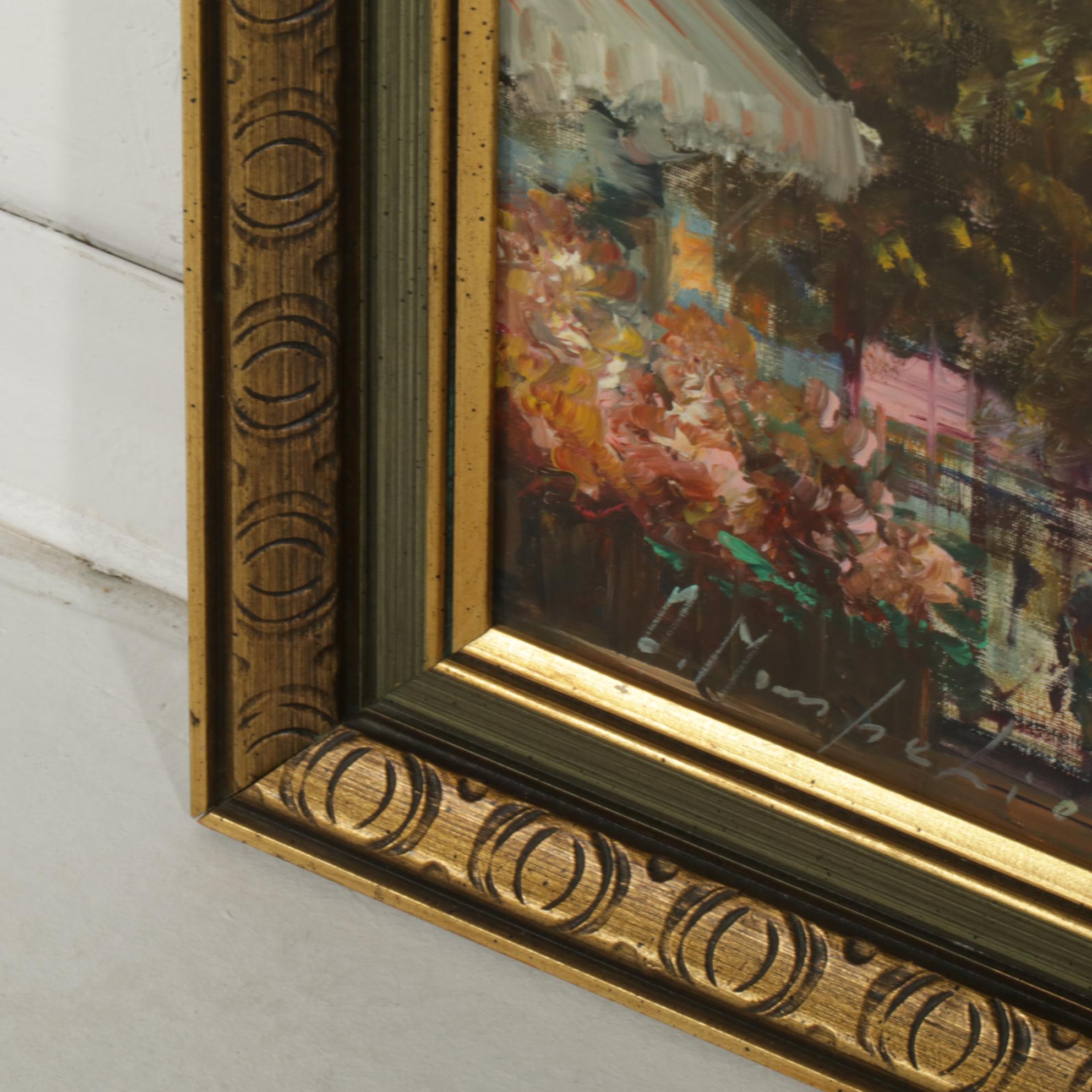 Impressionist Style Oil Painting of City Scene, Mid to Late 20th Century