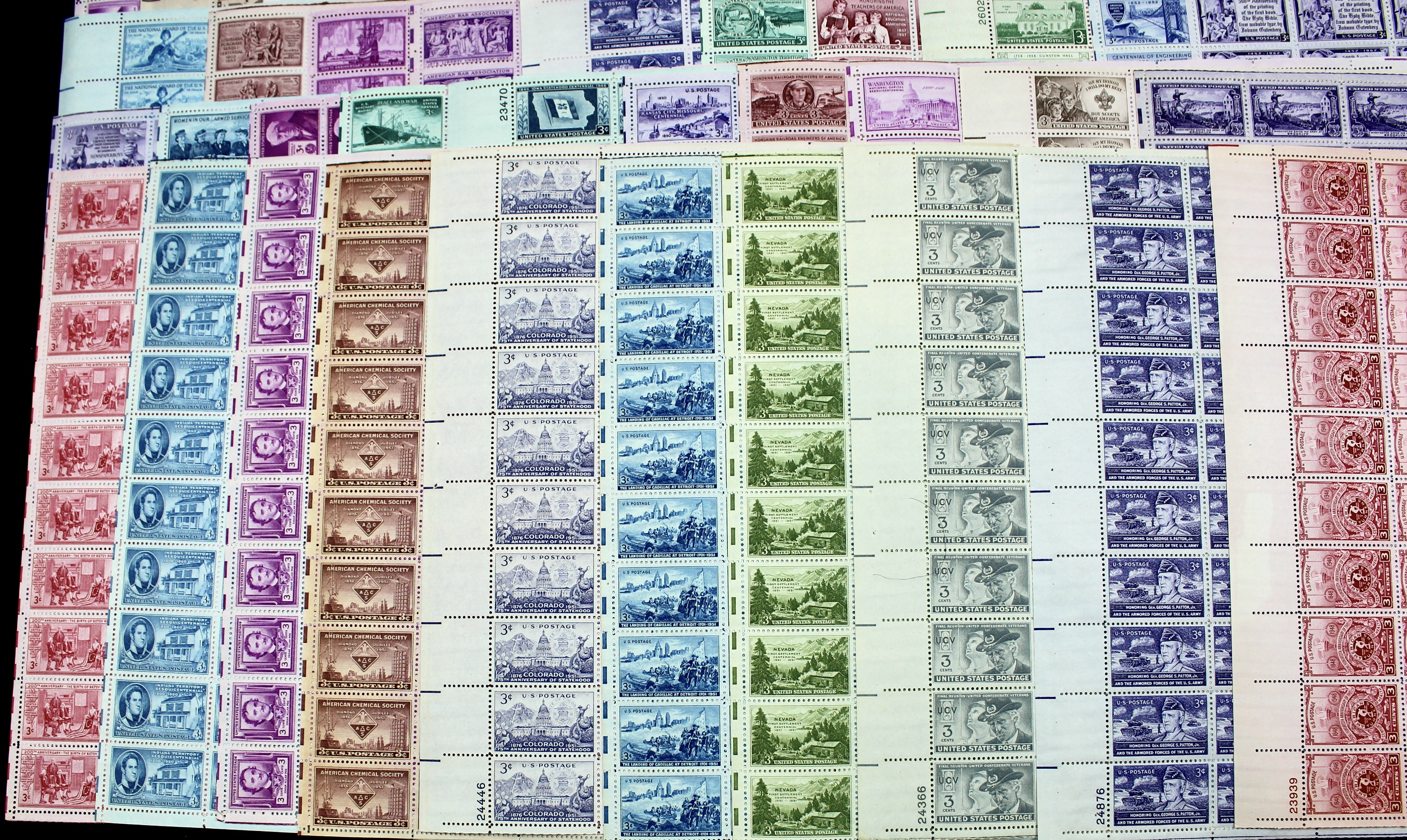 Sixty-Three Different U.S. 3-Cent Postage Stamp Sheets
