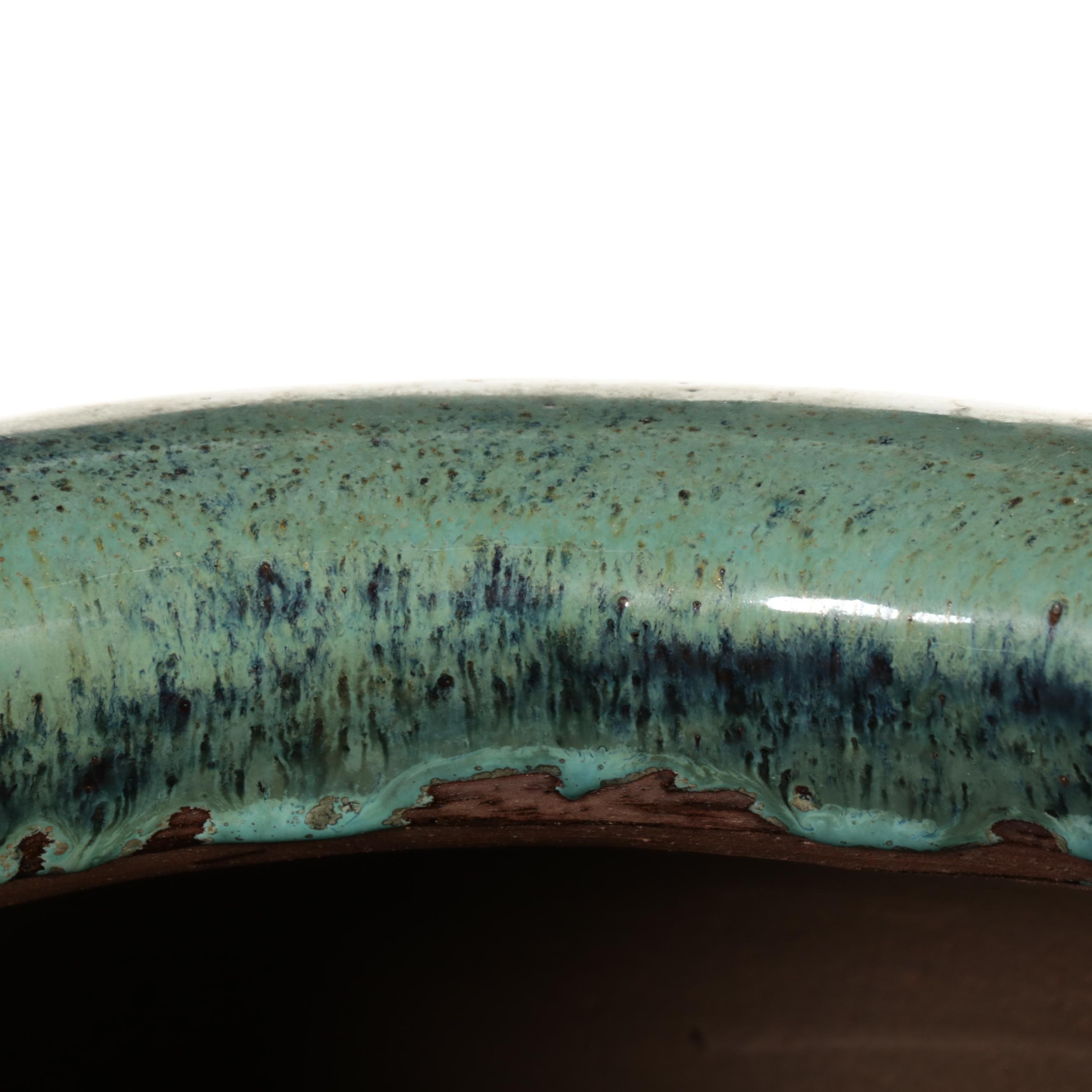 Large Blue Glazed Ceramic Floor Vases