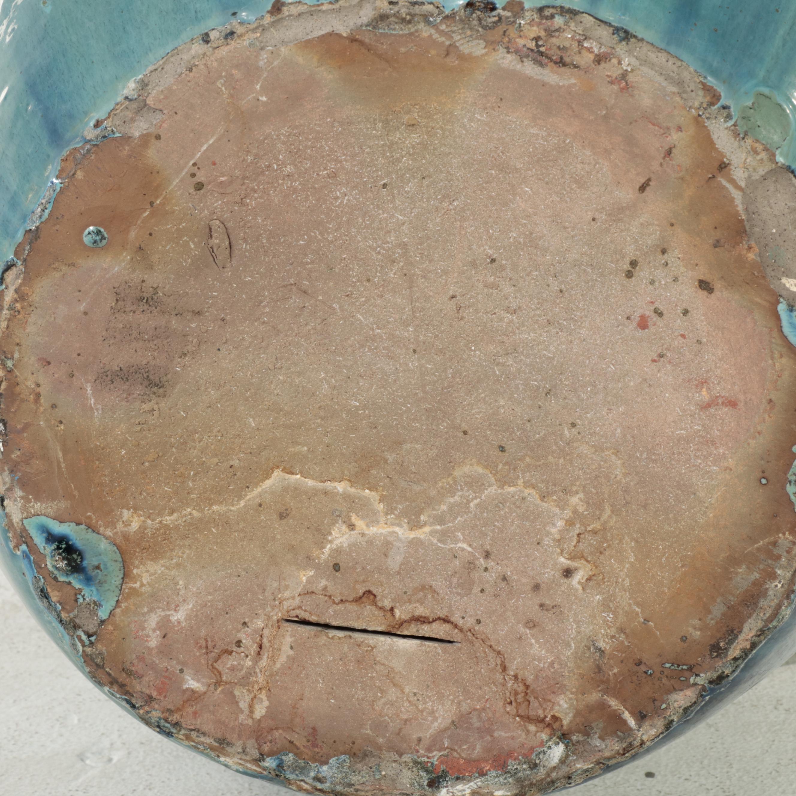 Large Blue Glazed Ceramic Floor Vases