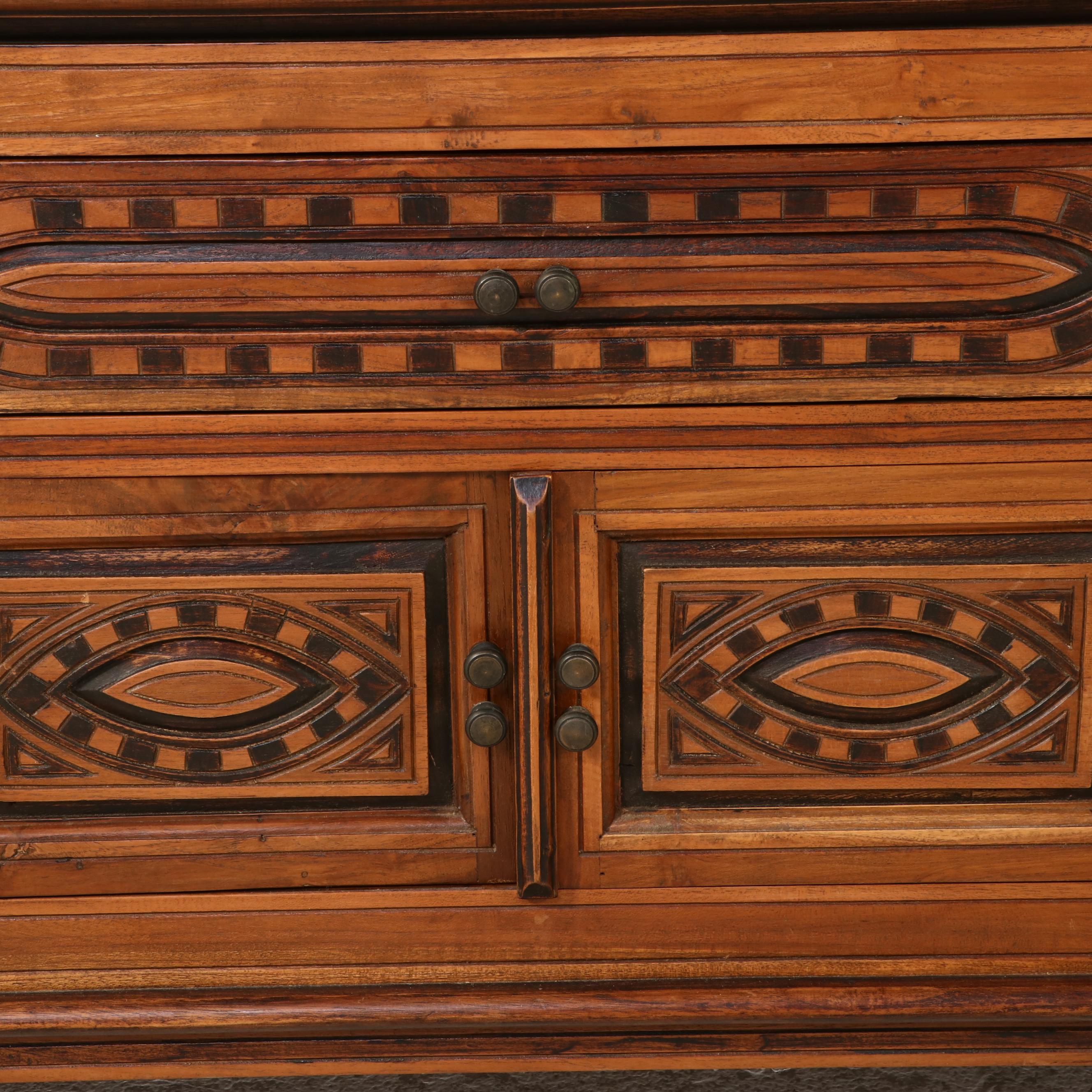 Moroccan Style Wood and Glass Media Cabinet