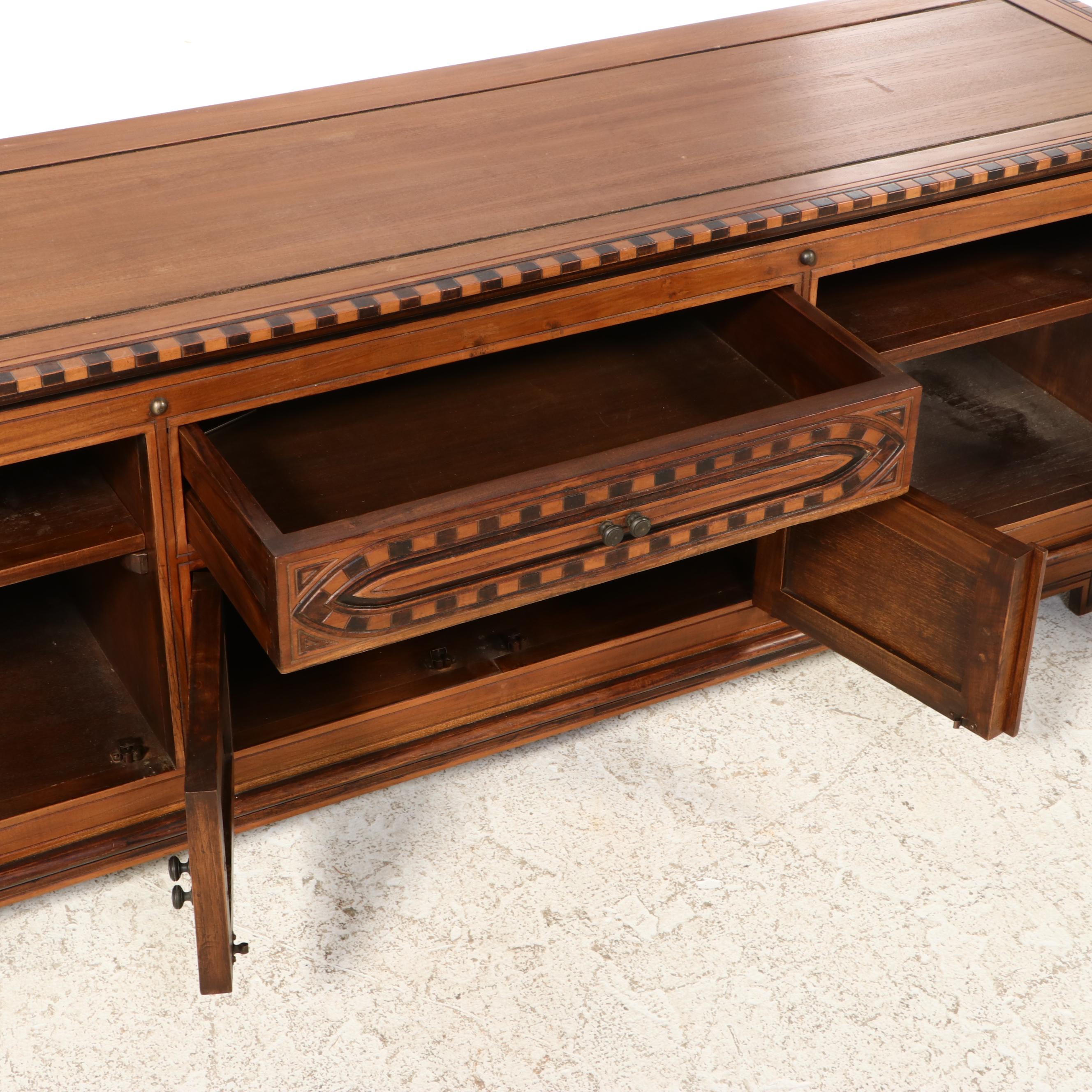 Moroccan Style Wood and Glass Media Cabinet