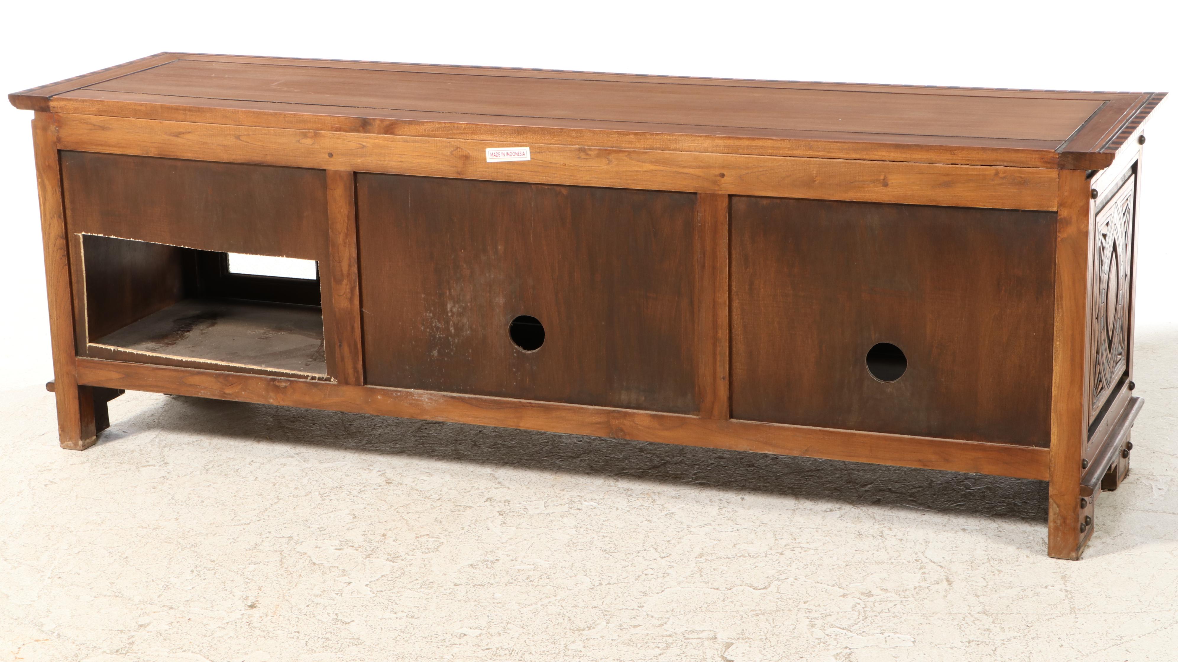 Moroccan Style Wood and Glass Media Cabinet