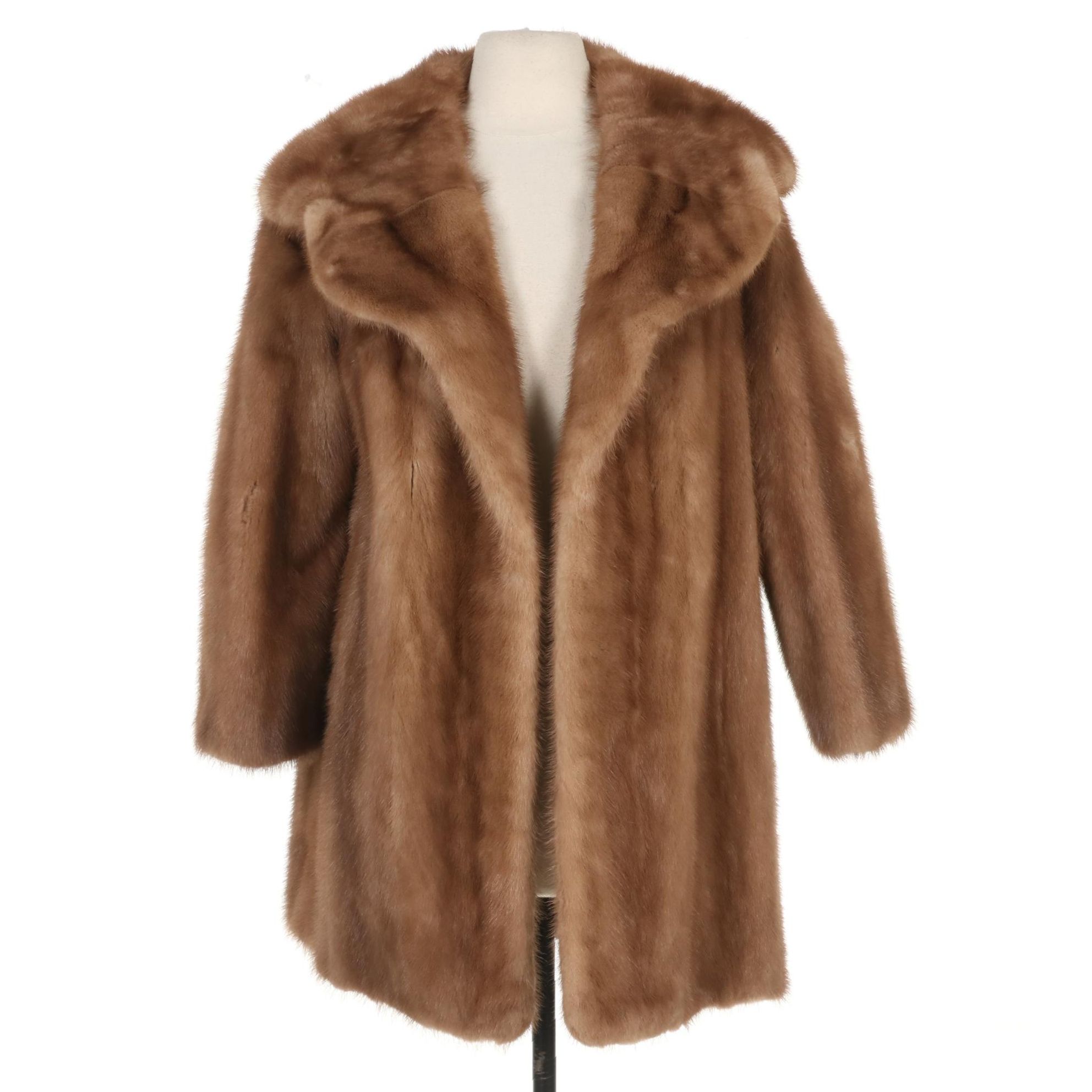 Caramel Mink Stroller With Three Quarter Length Sleeves and Shawl Collar