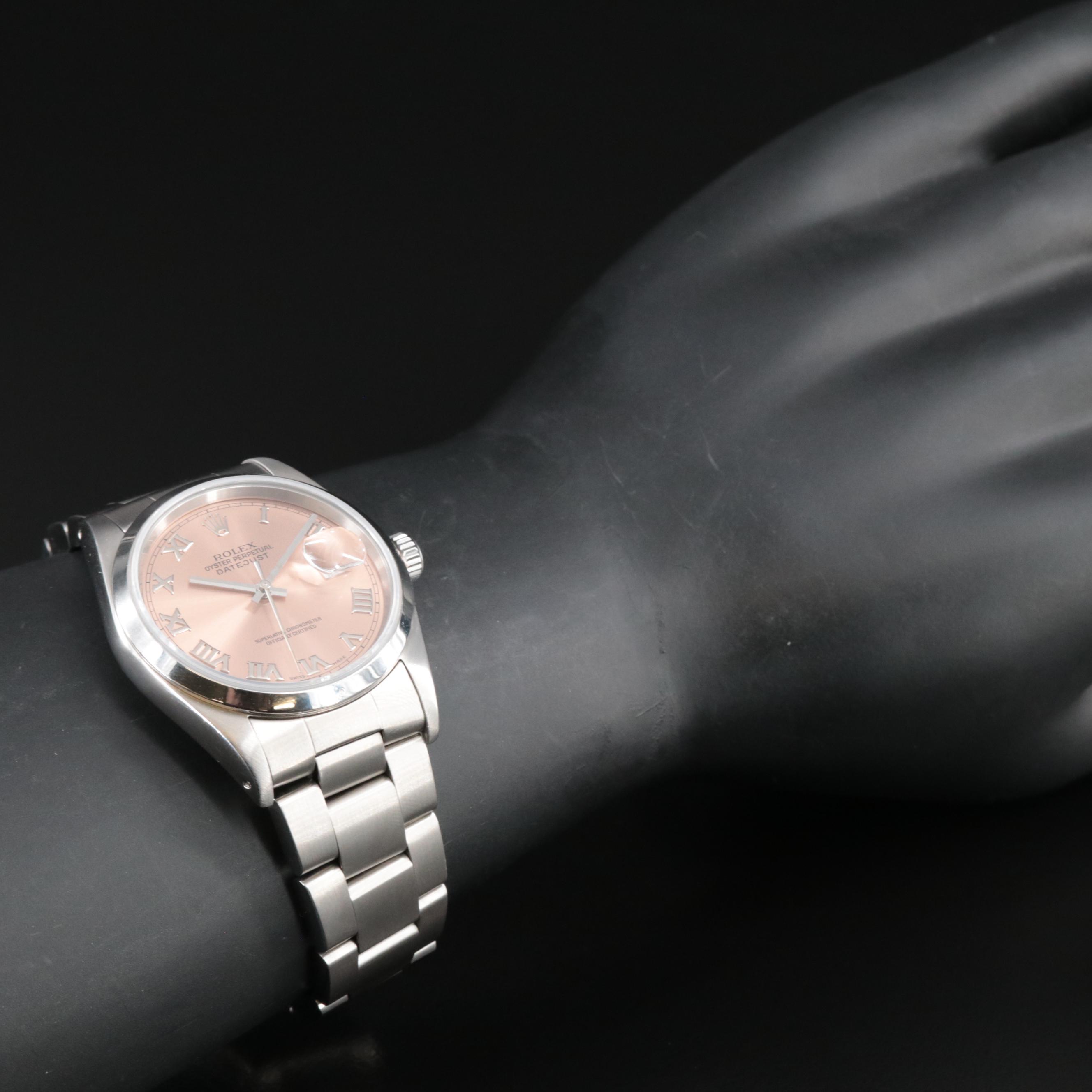 1994 Rolex Salmon Roman Dial Datejust Watch