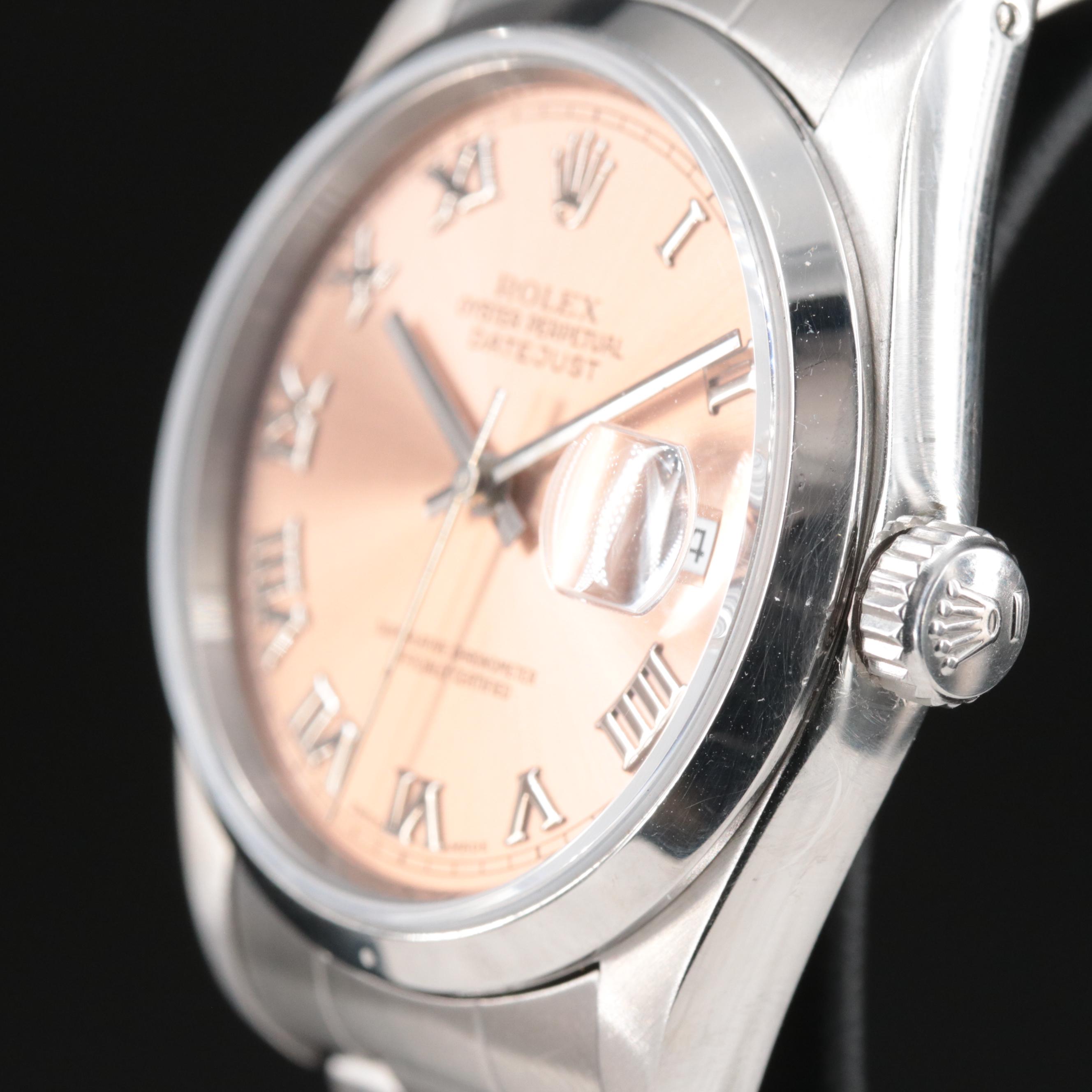 1994 Rolex Salmon Roman Dial Datejust Watch