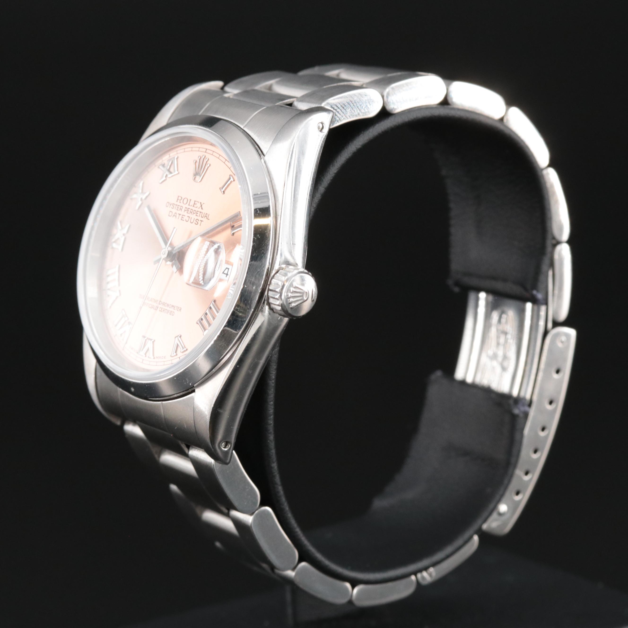 1994 Rolex Salmon Roman Dial Datejust Watch