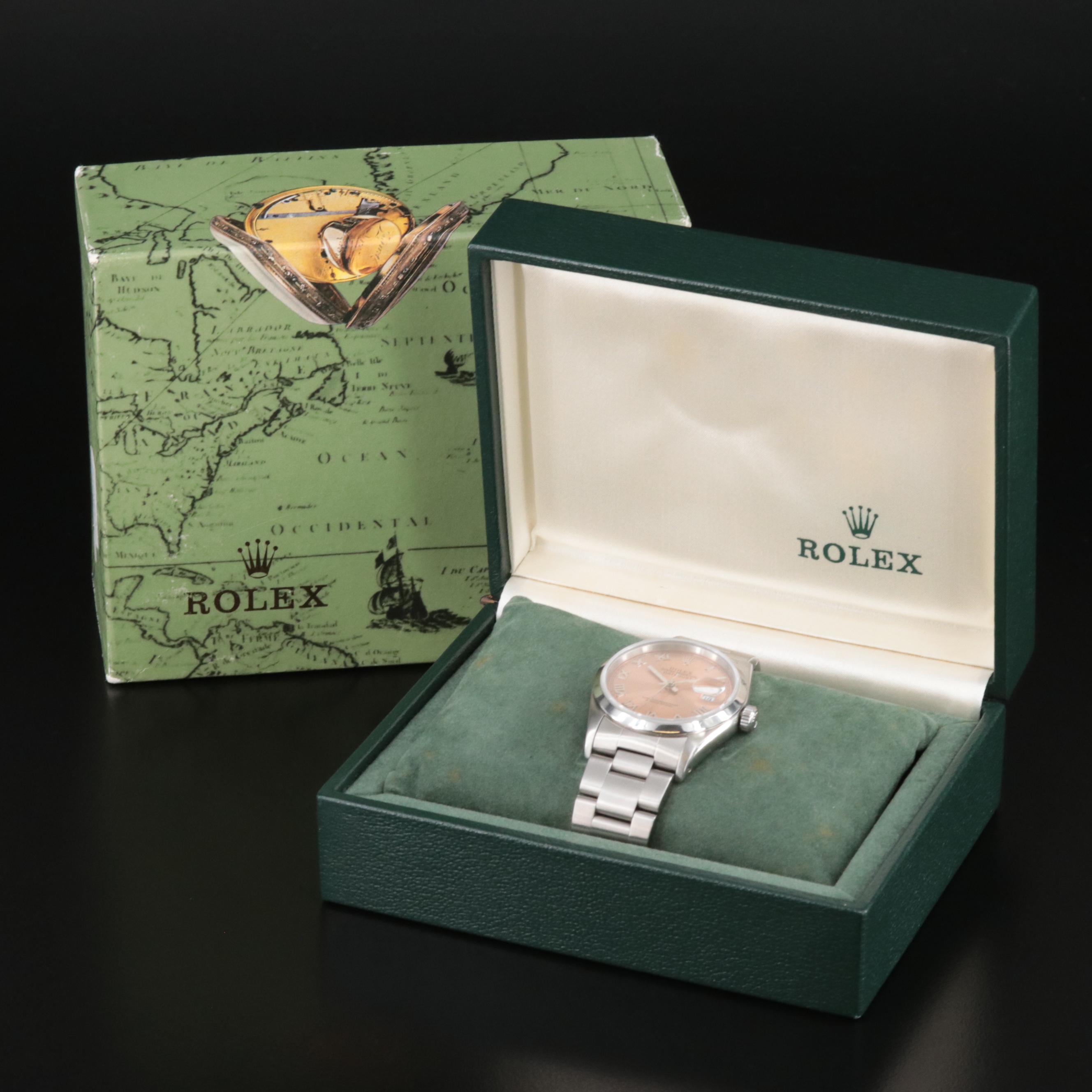 1994 Rolex Salmon Roman Dial Datejust Watch