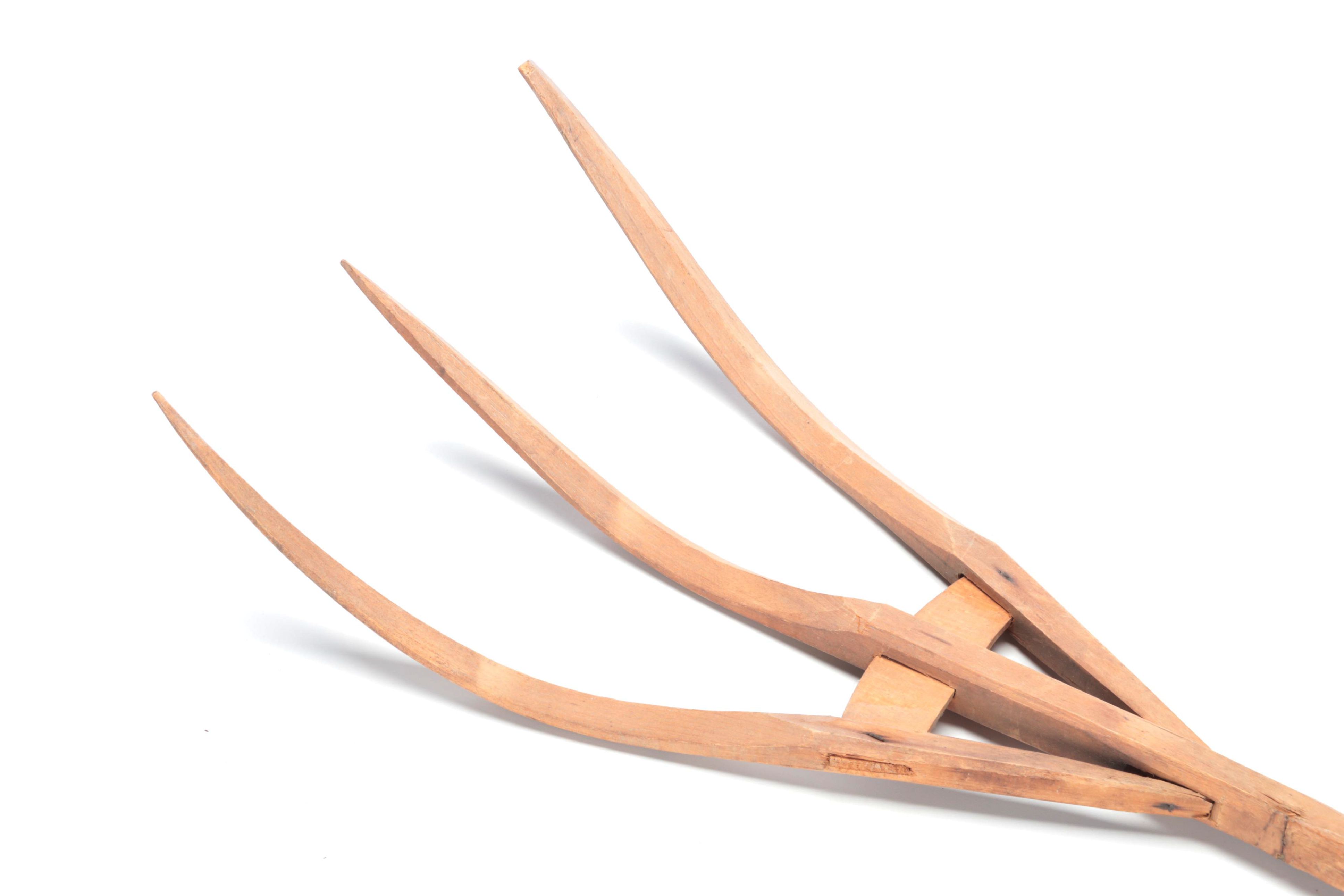 Primitive Wooden Farm Shovel and Hay Rakes