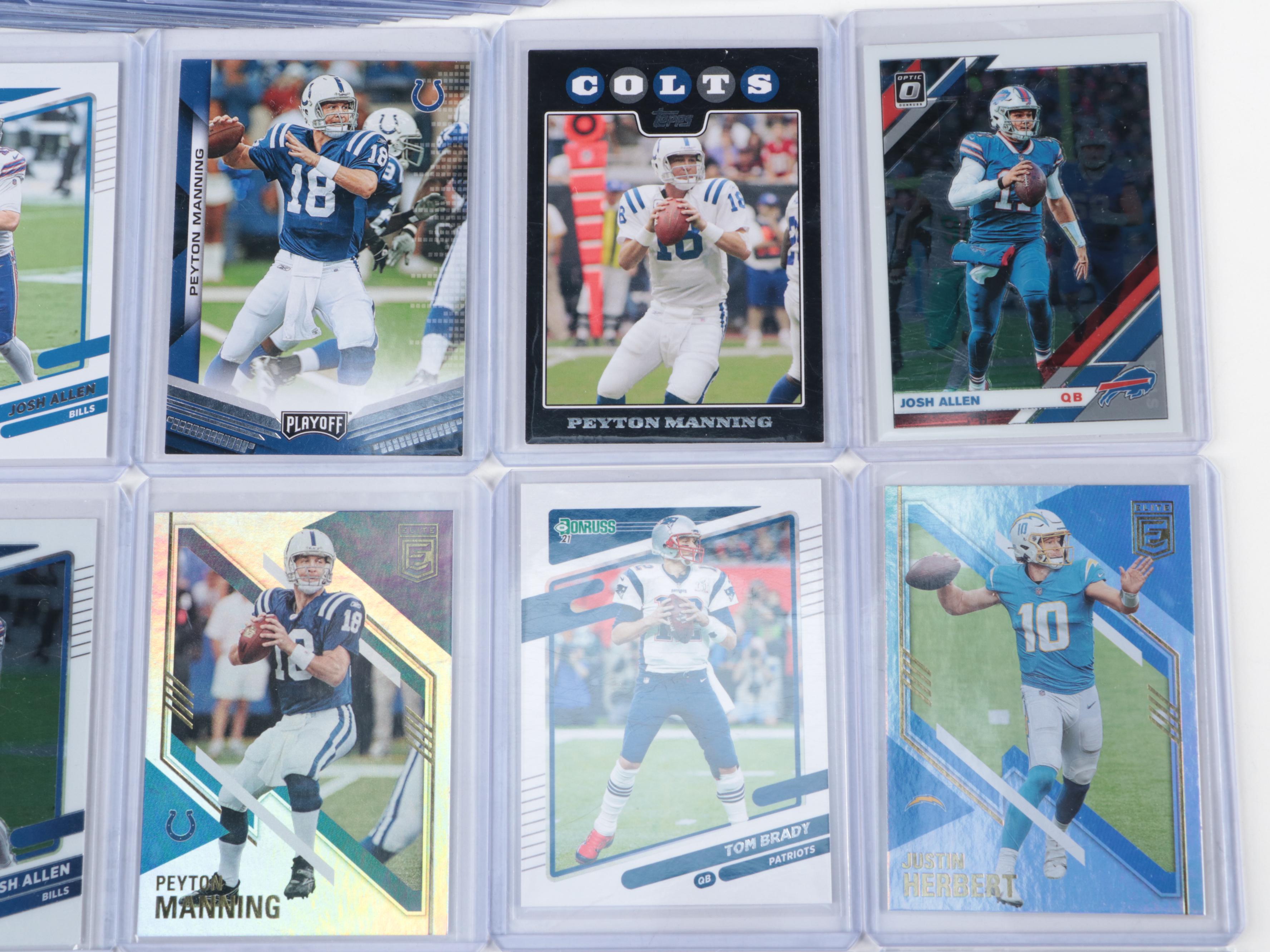 Moasic with Other Football Cards Featuring Tom Brady PSA Graded 10 Gem-Mint