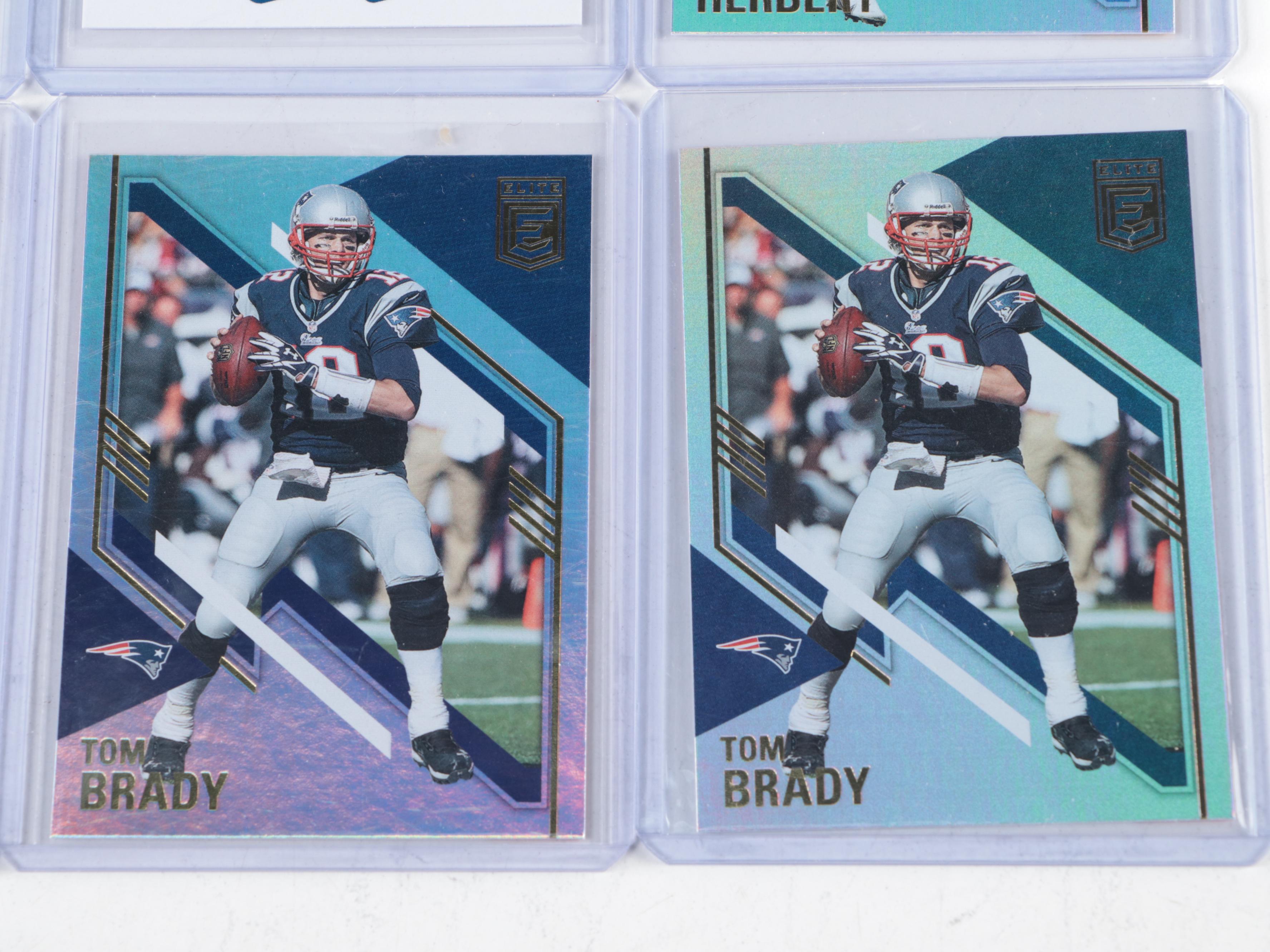 Moasic with Other Football Cards Featuring Tom Brady PSA Graded 10 Gem-Mint