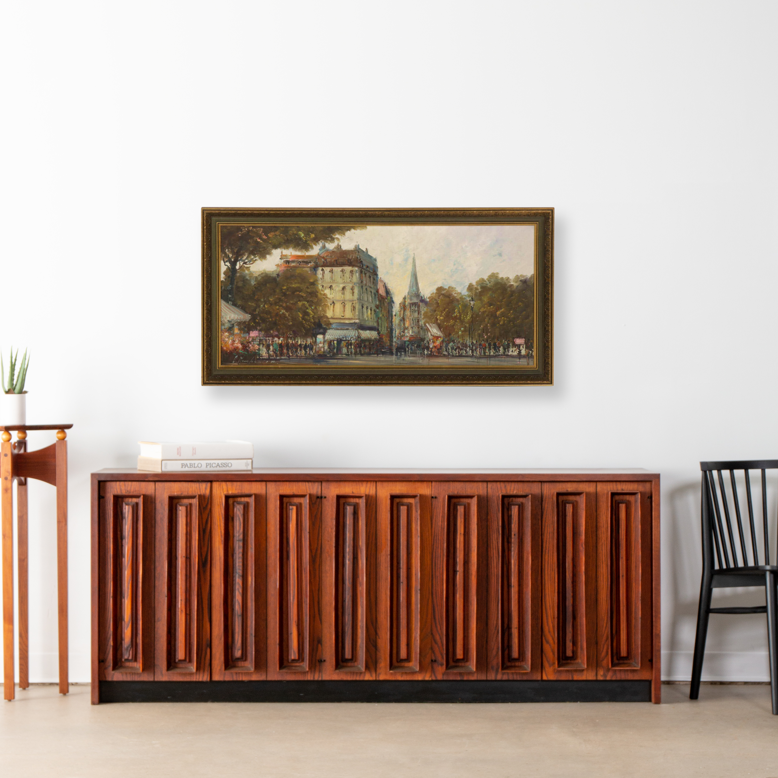 Impressionist Style Oil Painting of City Scene, Mid to Late 20th Century