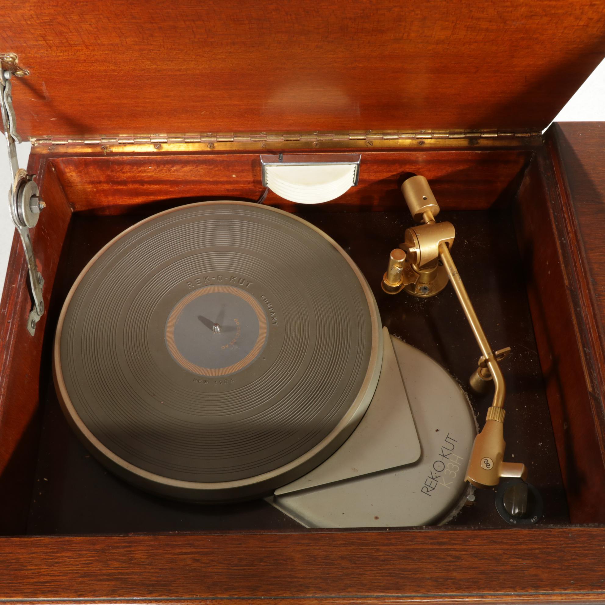 Rek-O-Kut Record Player with Electro-Voice Patrician Speakers and Cabinet