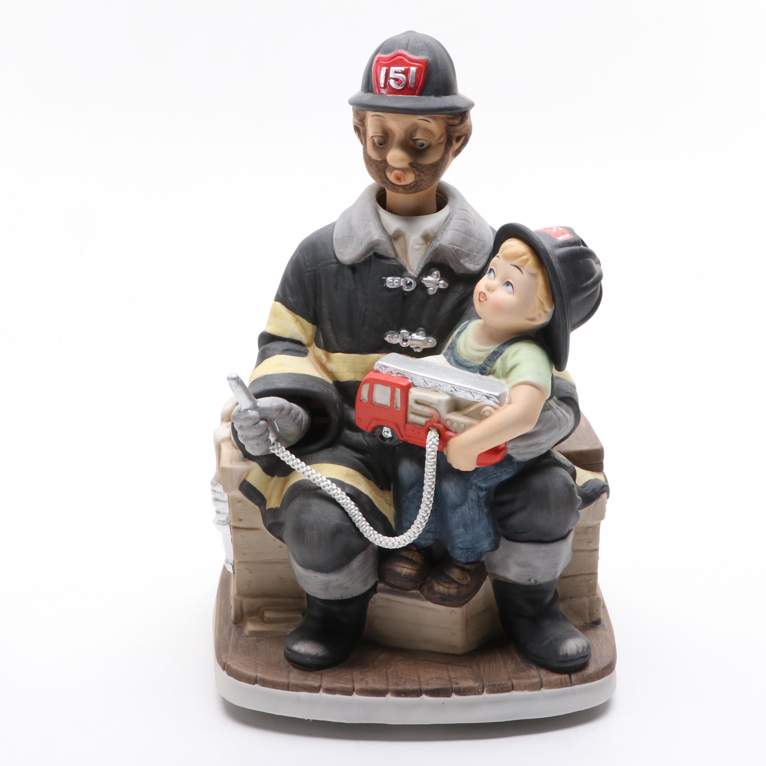 Melody in Motion "Willie the Fireman" and Other Porcelain Musical Figurines