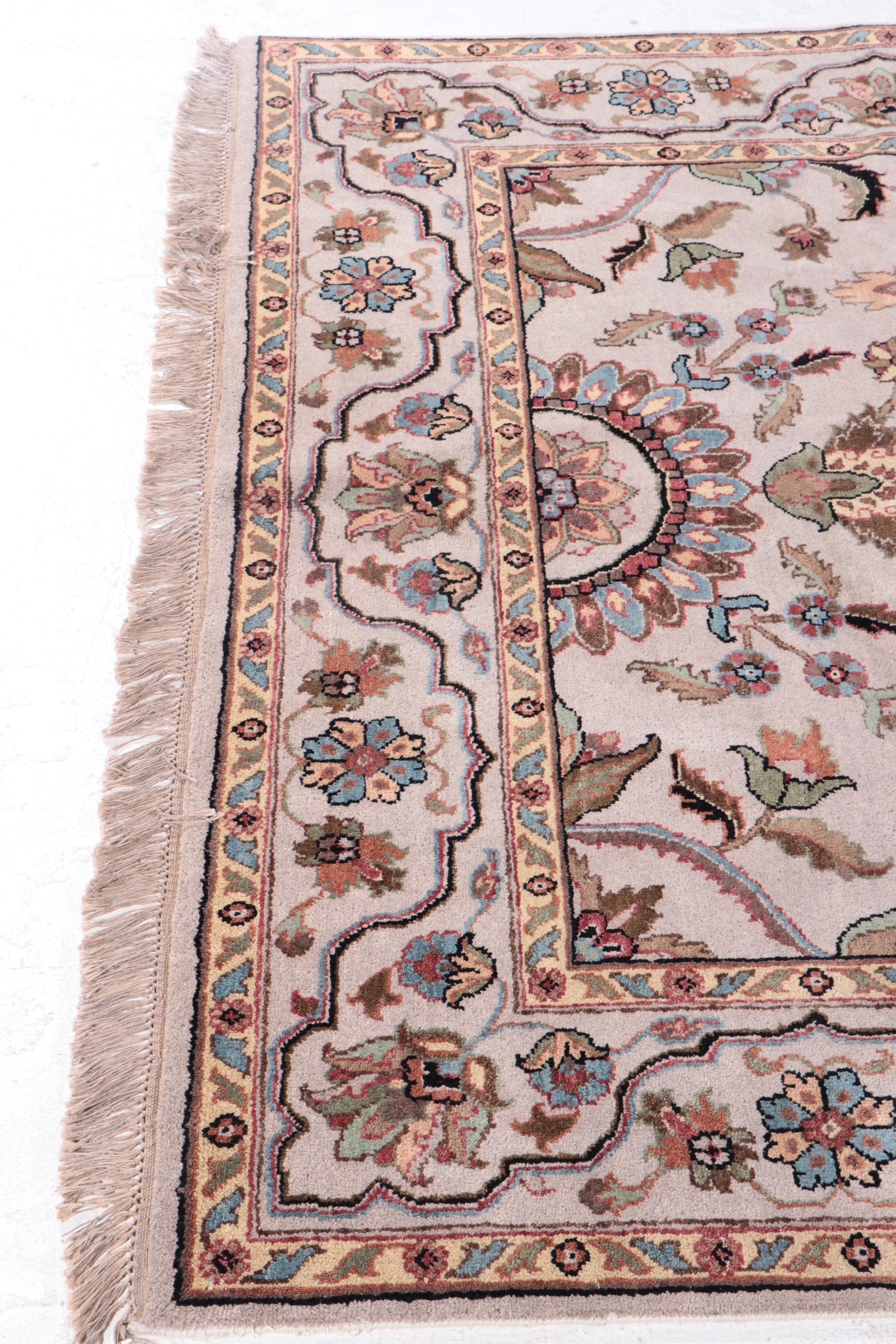 6'2 x 9'8 Hand-Knotted Indian Agra Area Rug