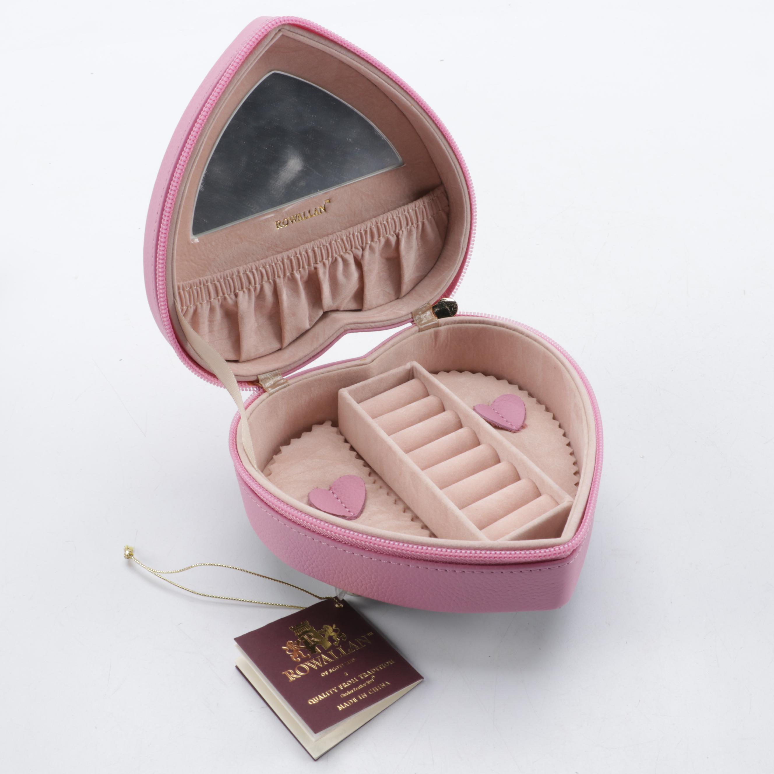 Rowallan Pink and Blue Leather Travel Jewelry Boxes