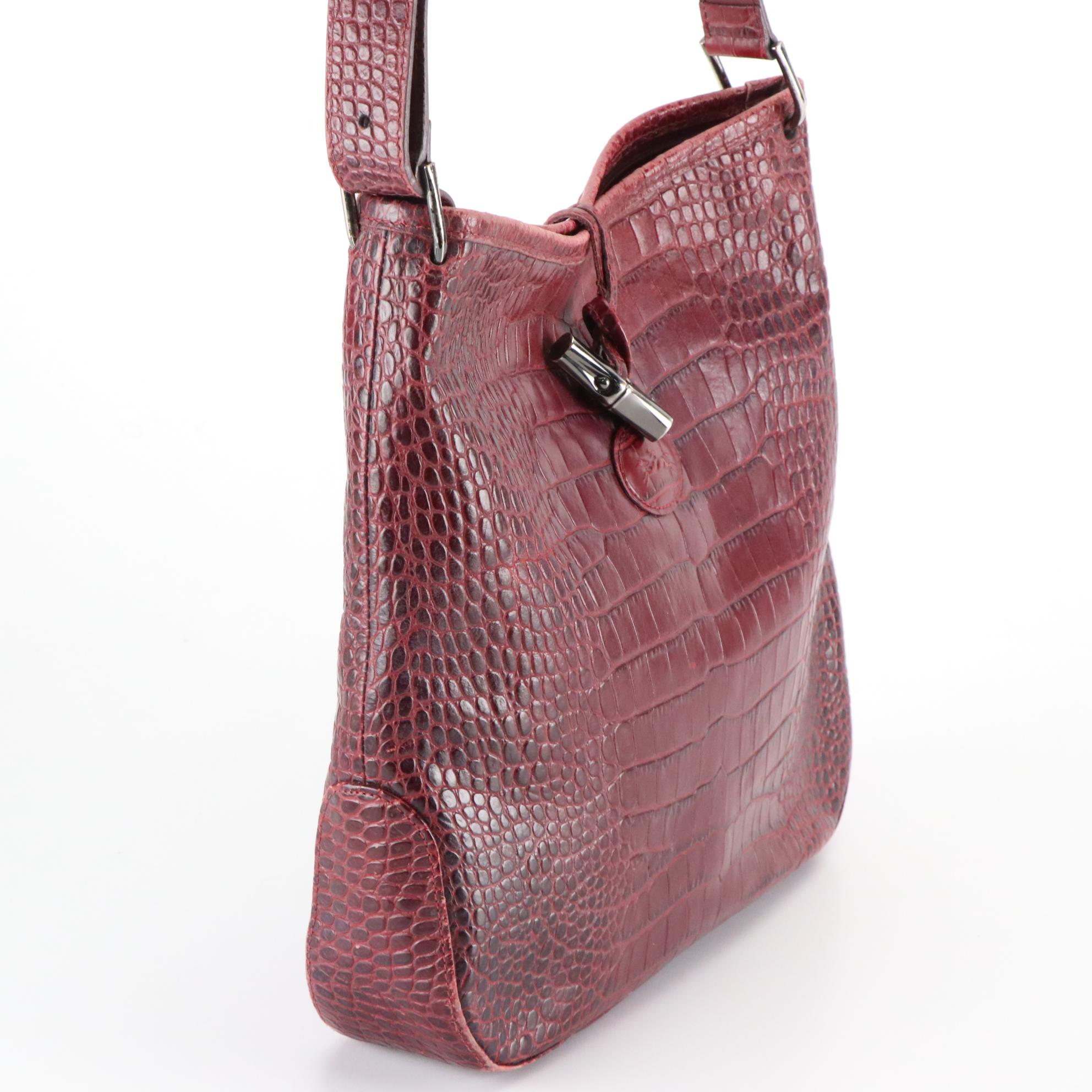 Longchamp Roseau Crossbody Bag in Croc Embossed Leather EBTH