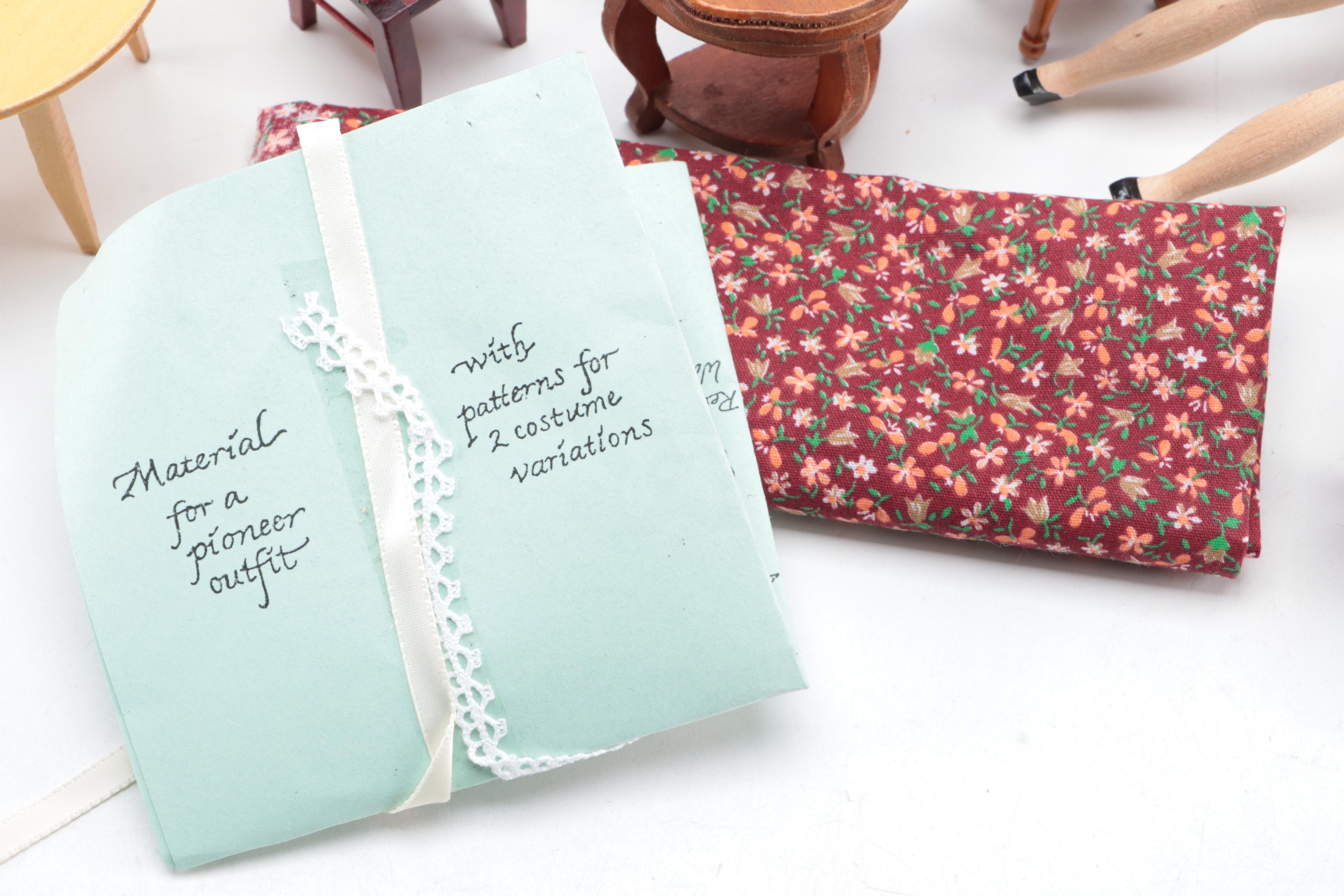 Miniature Wooden Doll House Furniture, Mantel and Accessories