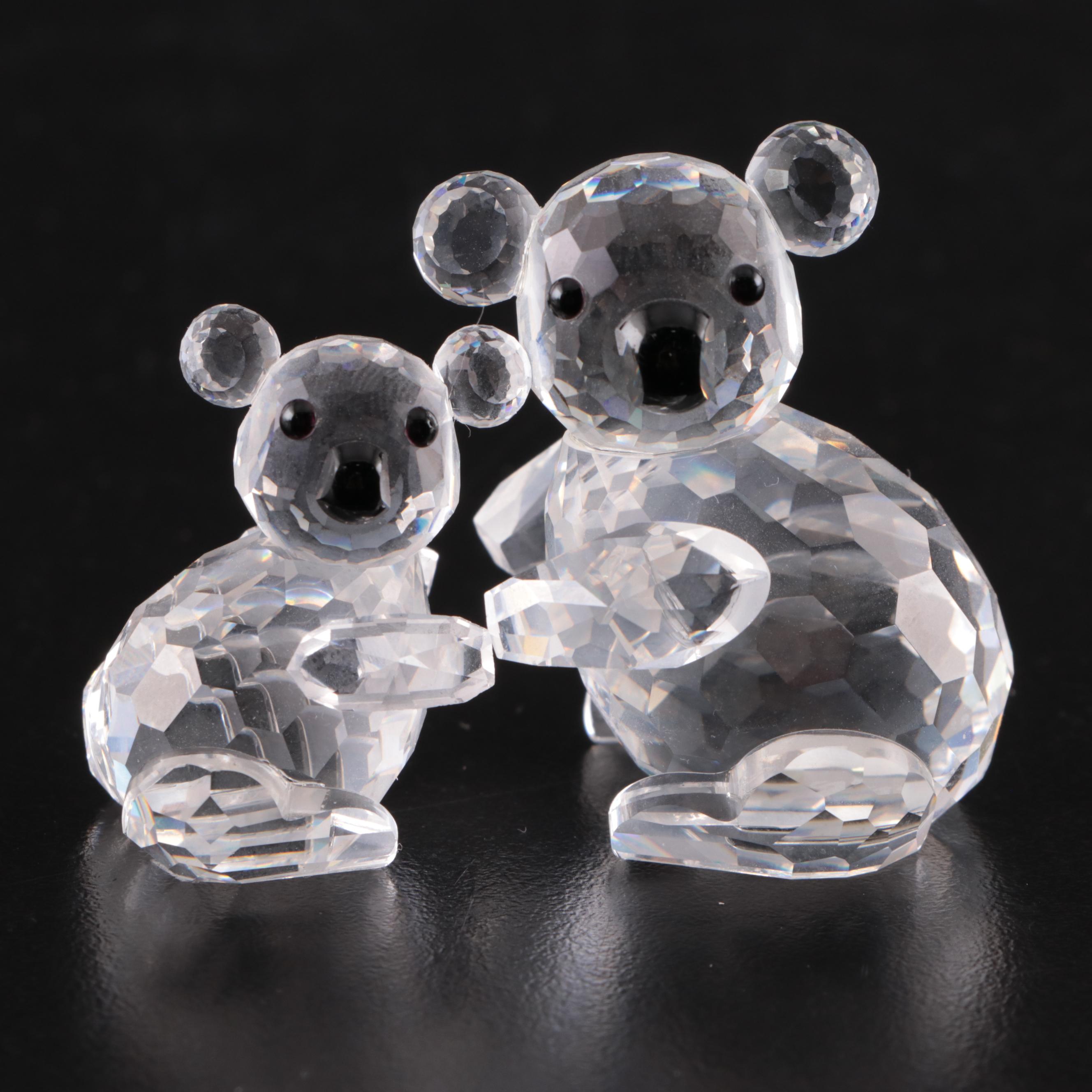 Swarovski Crystal Kangaroo, Kiwi and Koala Bear Figurines, Late 20th Century