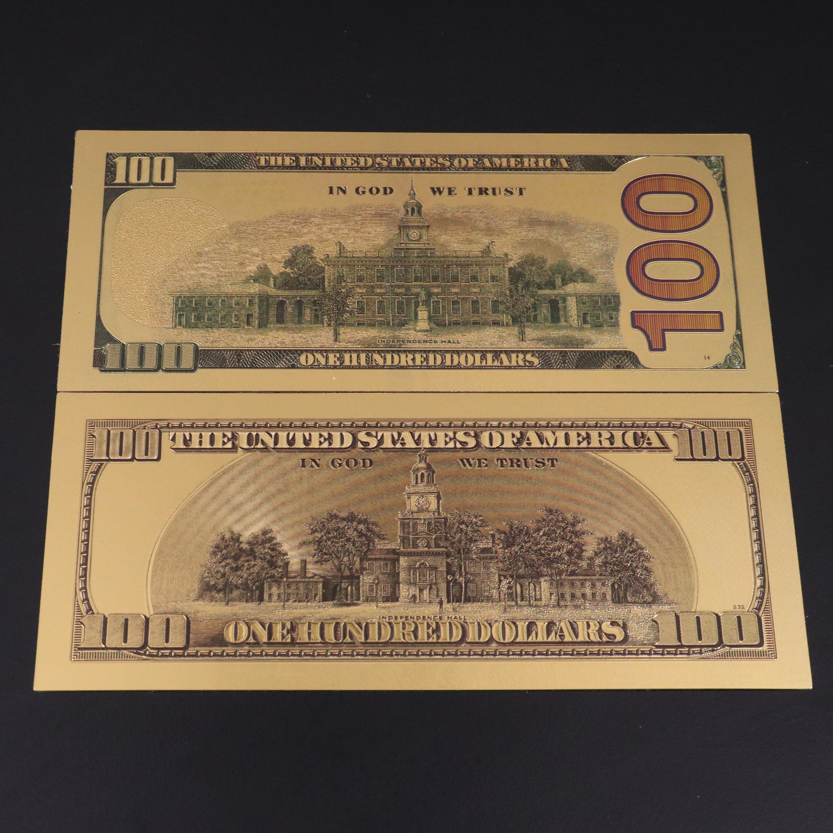 Eight-Piece 24K Gold Foil U.S. Banknotes Replica Set