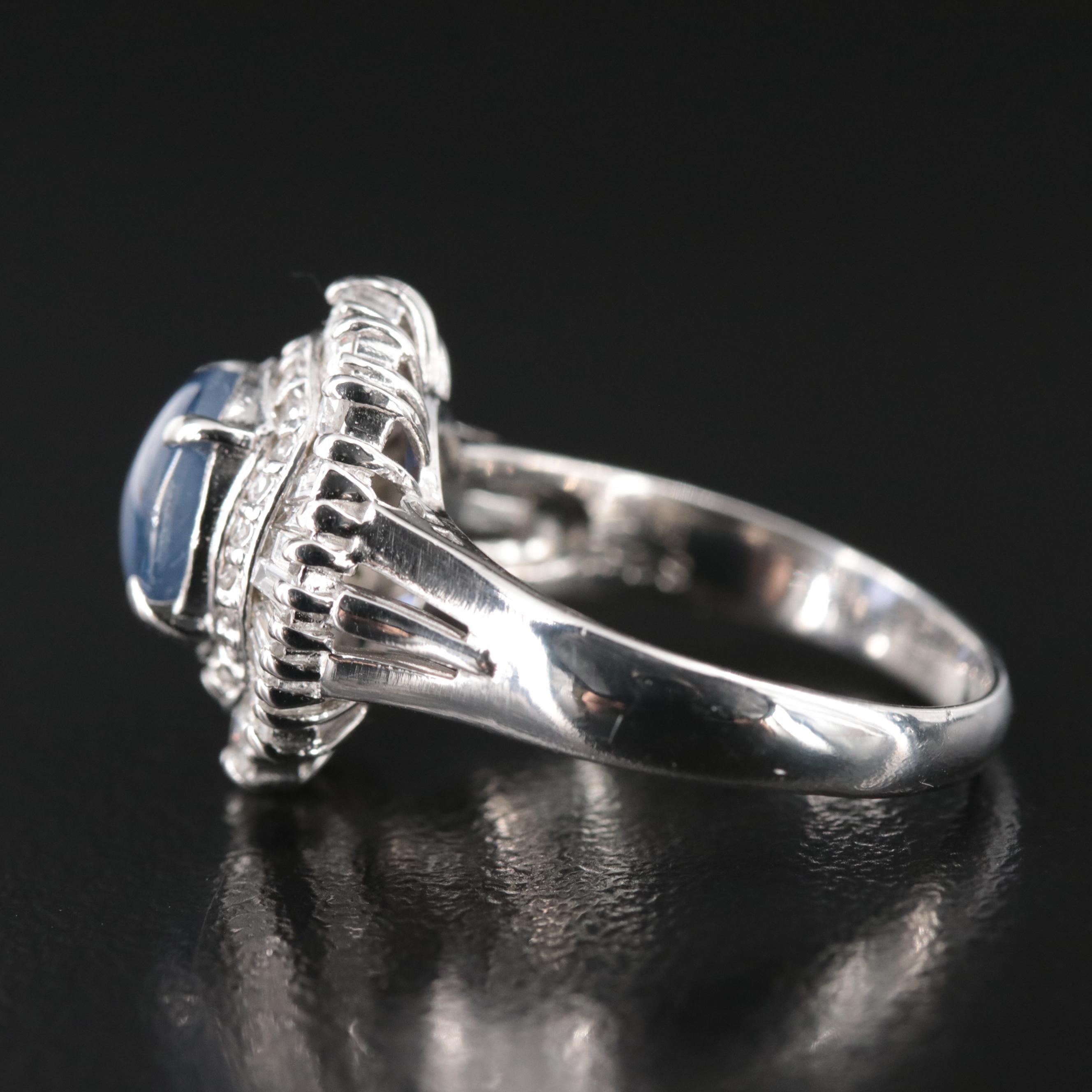 Platinum 2.52 CT Star Sapphire and Diamond Ring