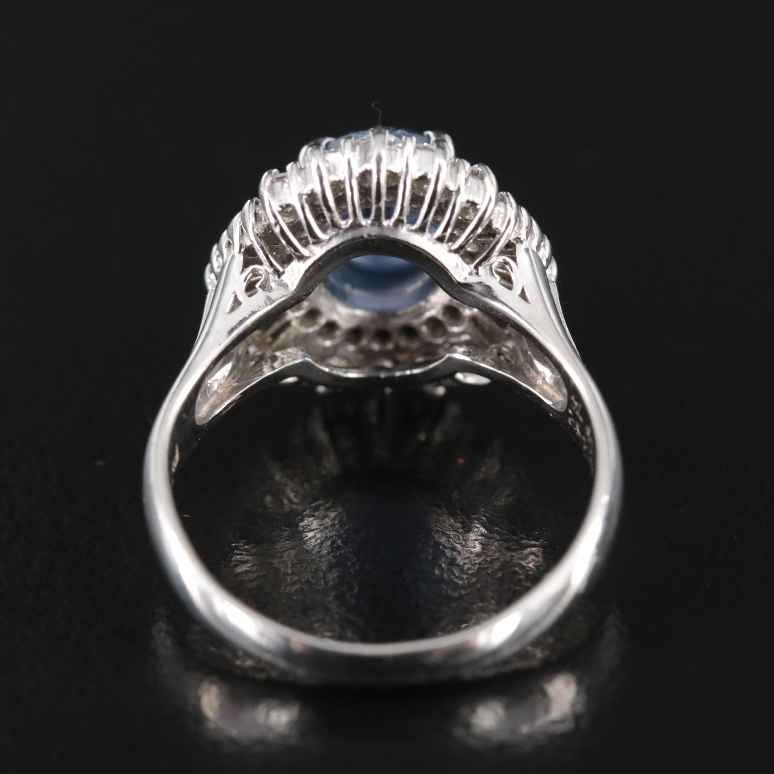 Platinum 2.52 CT Star Sapphire and Diamond Ring
