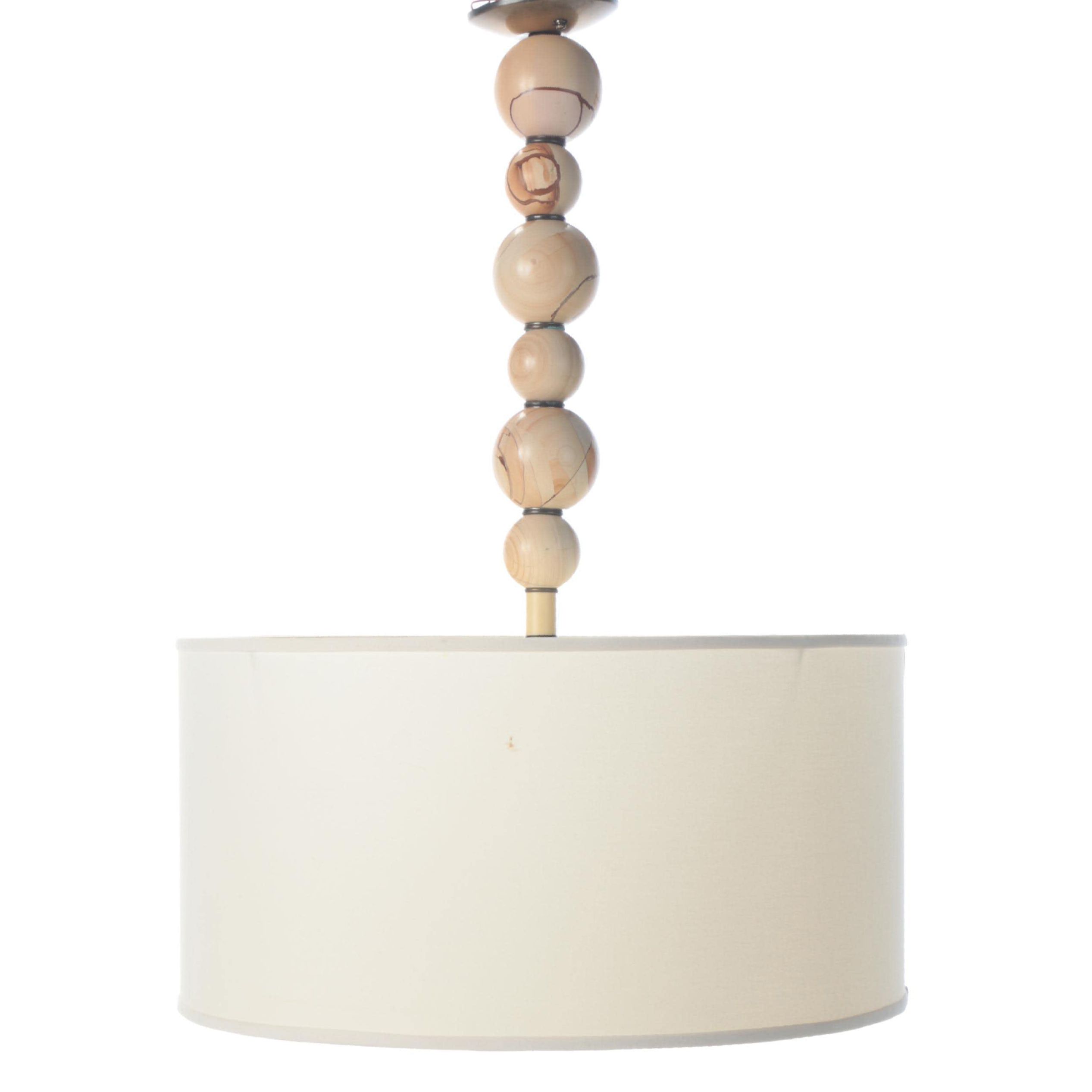 Stone Globe Drum Shade Pendant Light