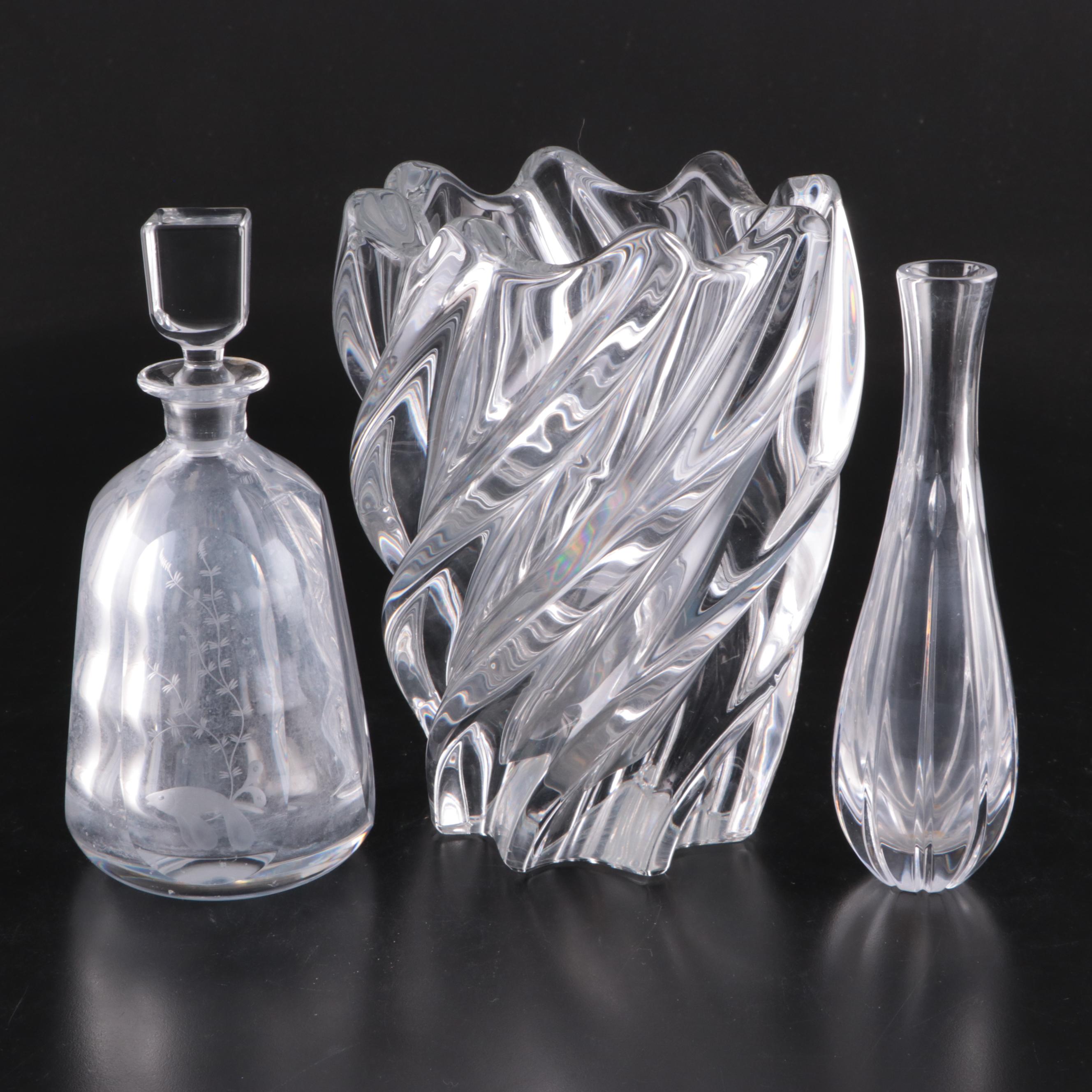Vannes le Châtel and Other Crystal Vases with Orrefors Crystal Decanter