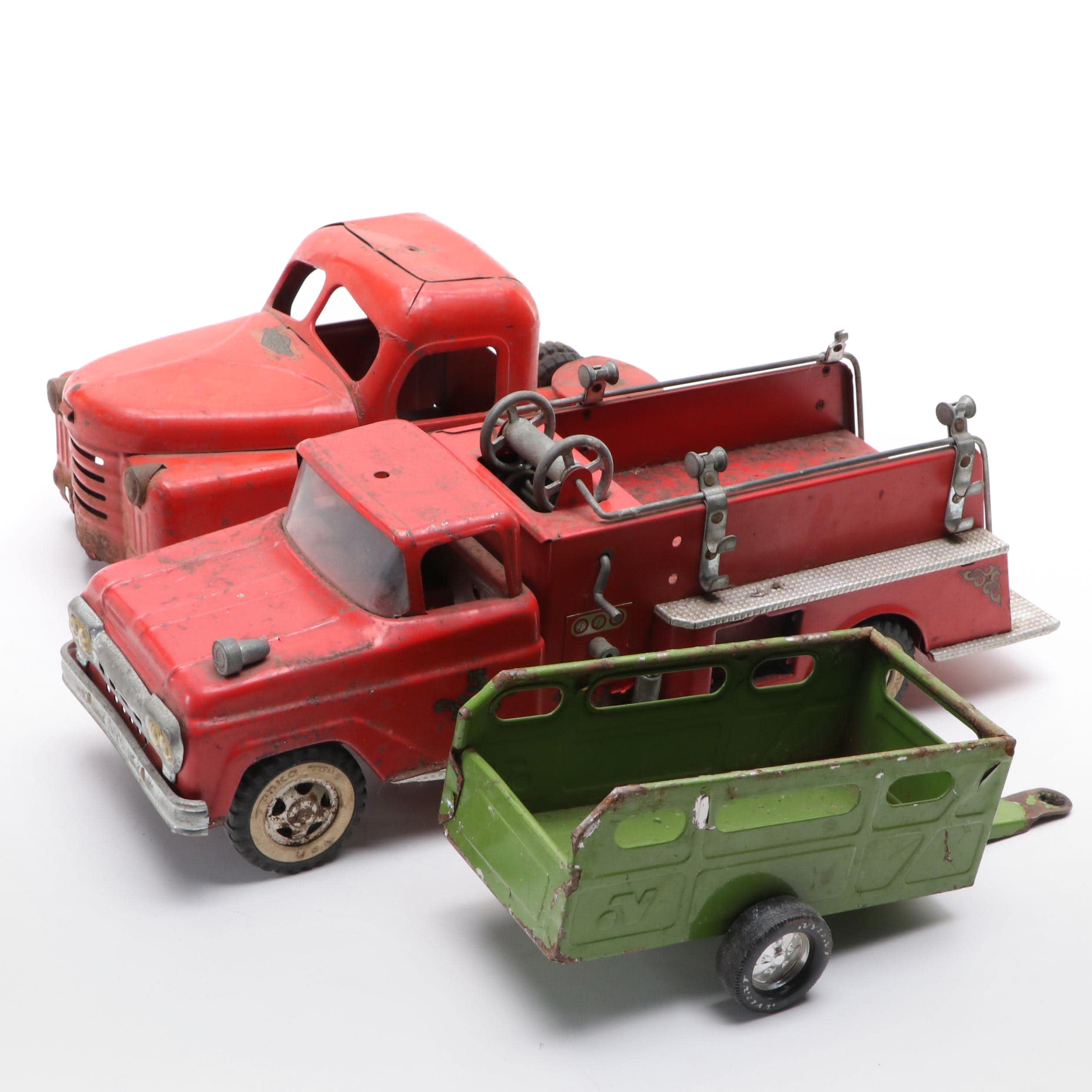 Tonka and Structo Pressed Steel Toy Trucks, Mid-20th Century
