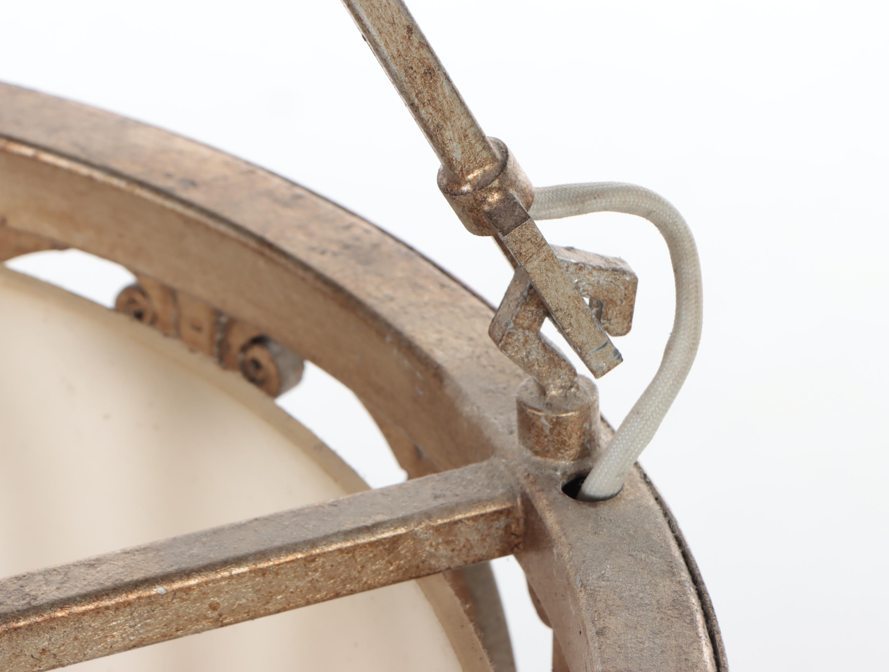 Distressed Finish Metal Drum Pendant Light With Ceiling Canopy