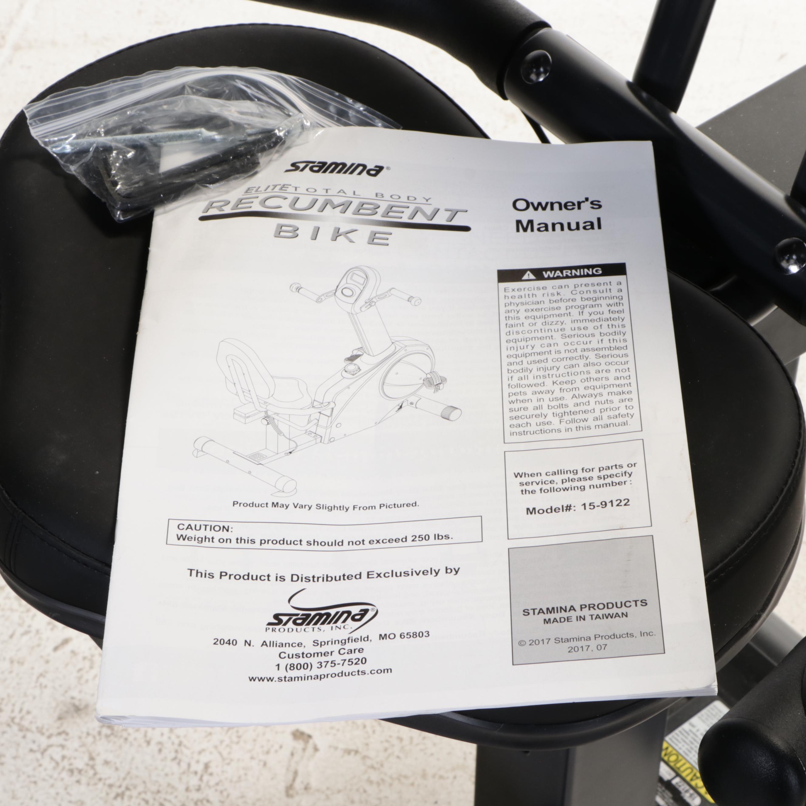 Stamina Elite Total Body Recumbent Stationary Exercise Bicycle