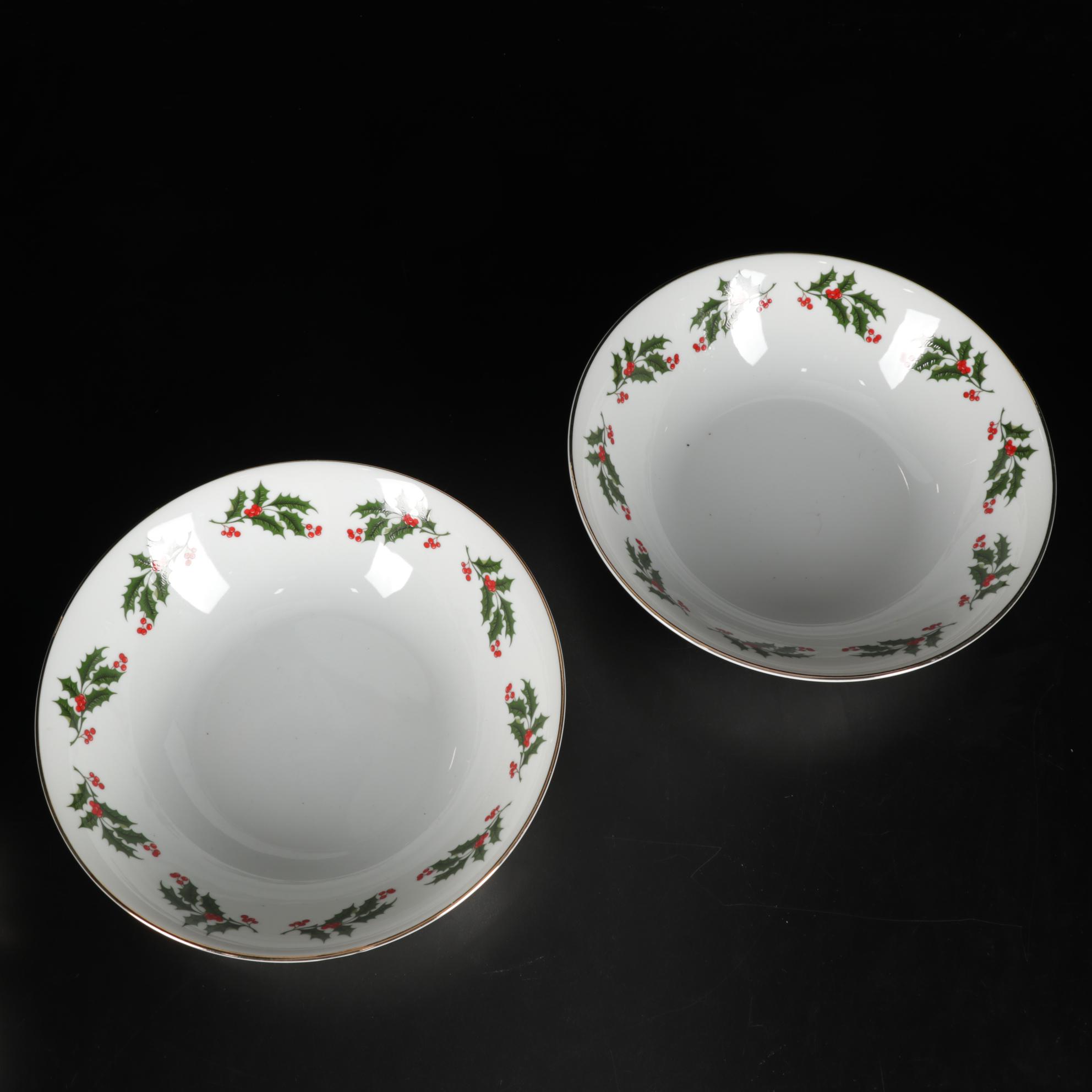 All the Trimmings "Christmas Holly" Porcelain Dinnerware and Libbey Tumblers