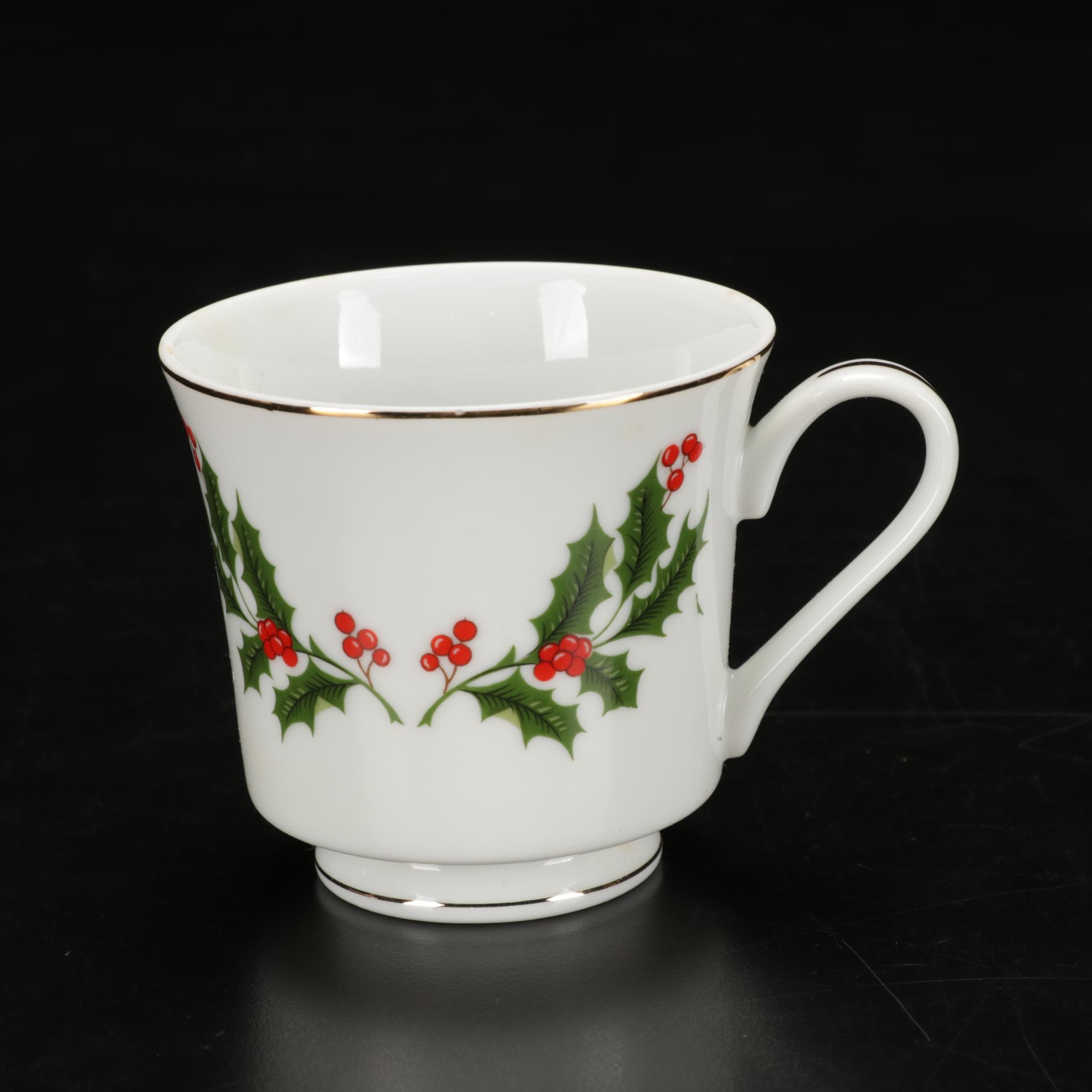 All the Trimmings "Christmas Holly" Porcelain Dinnerware and Libbey Tumblers