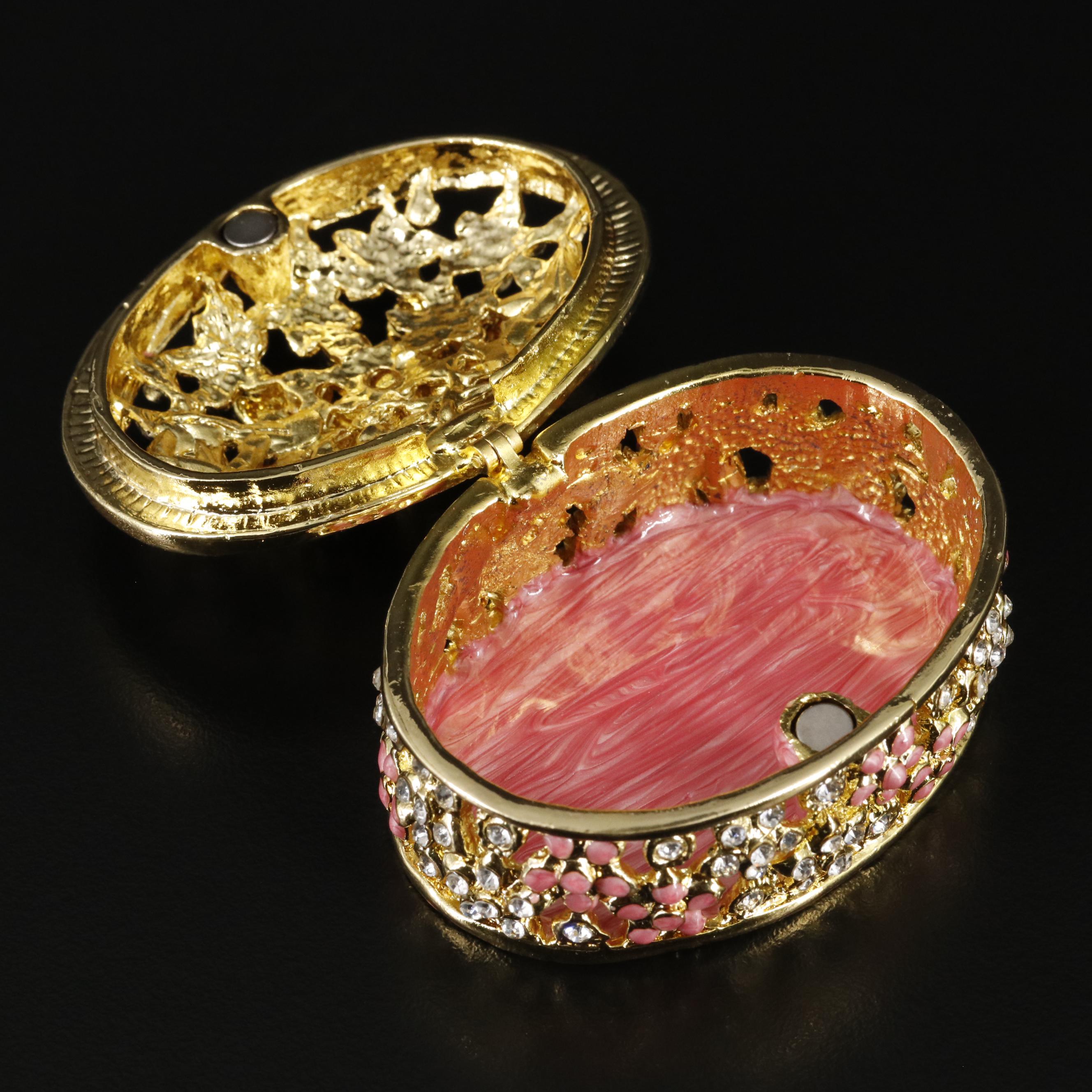 Embellished Metal Butterfly and Flowers Jewelry Case with Box EBTH