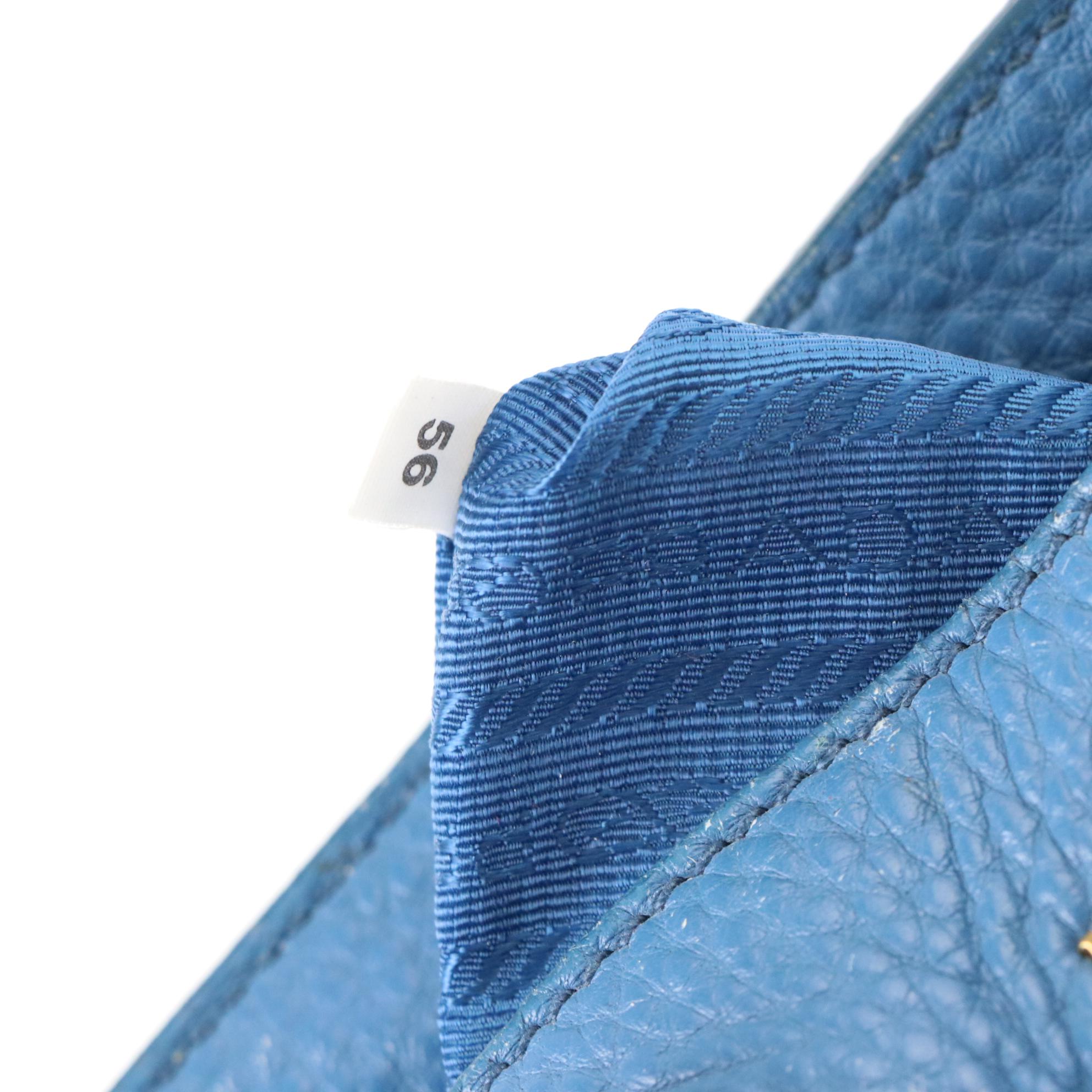 Prada Blue Vitello Daino Leather Tote Bag