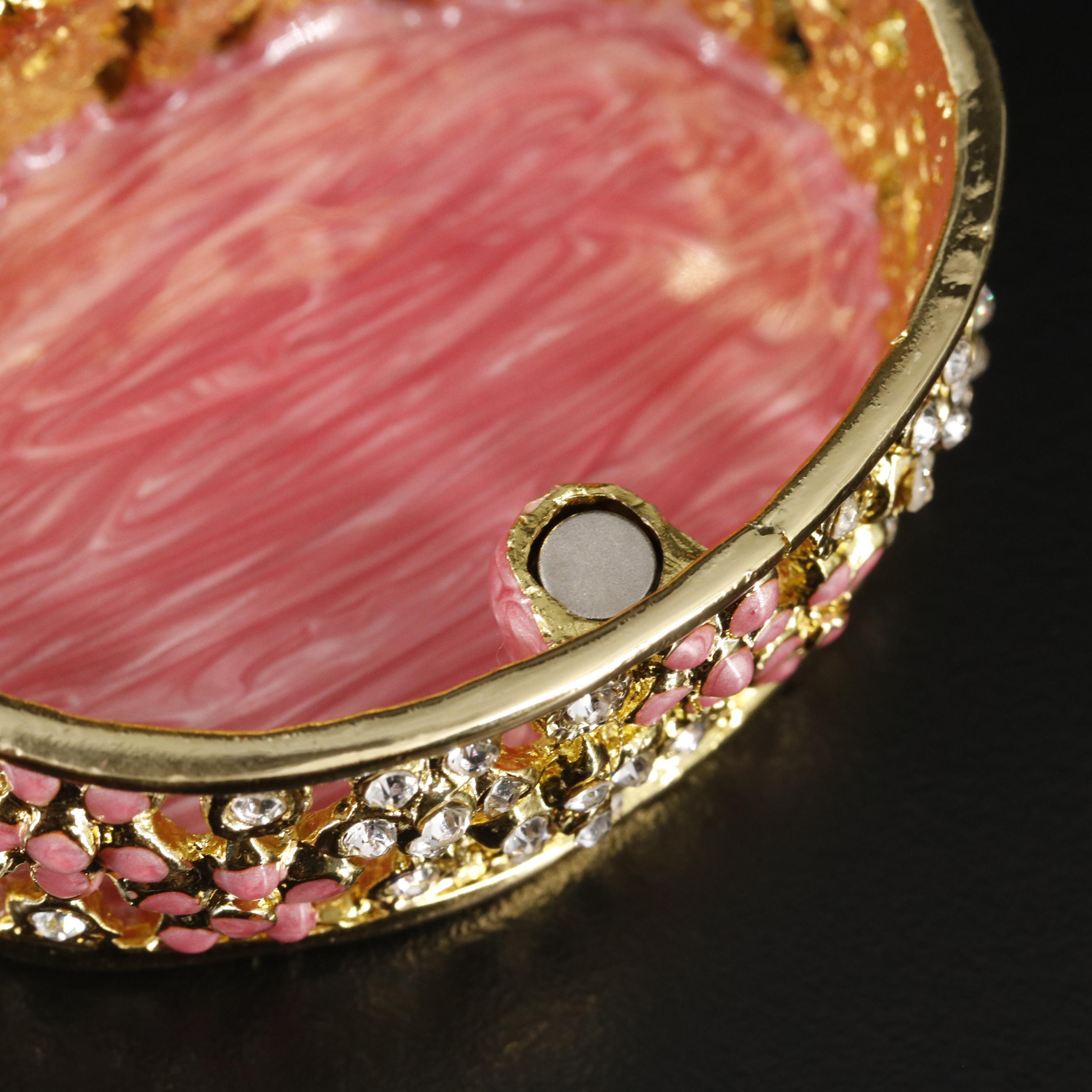 Embellished Metal Butterfly and Flowers Jewelry Case with Box