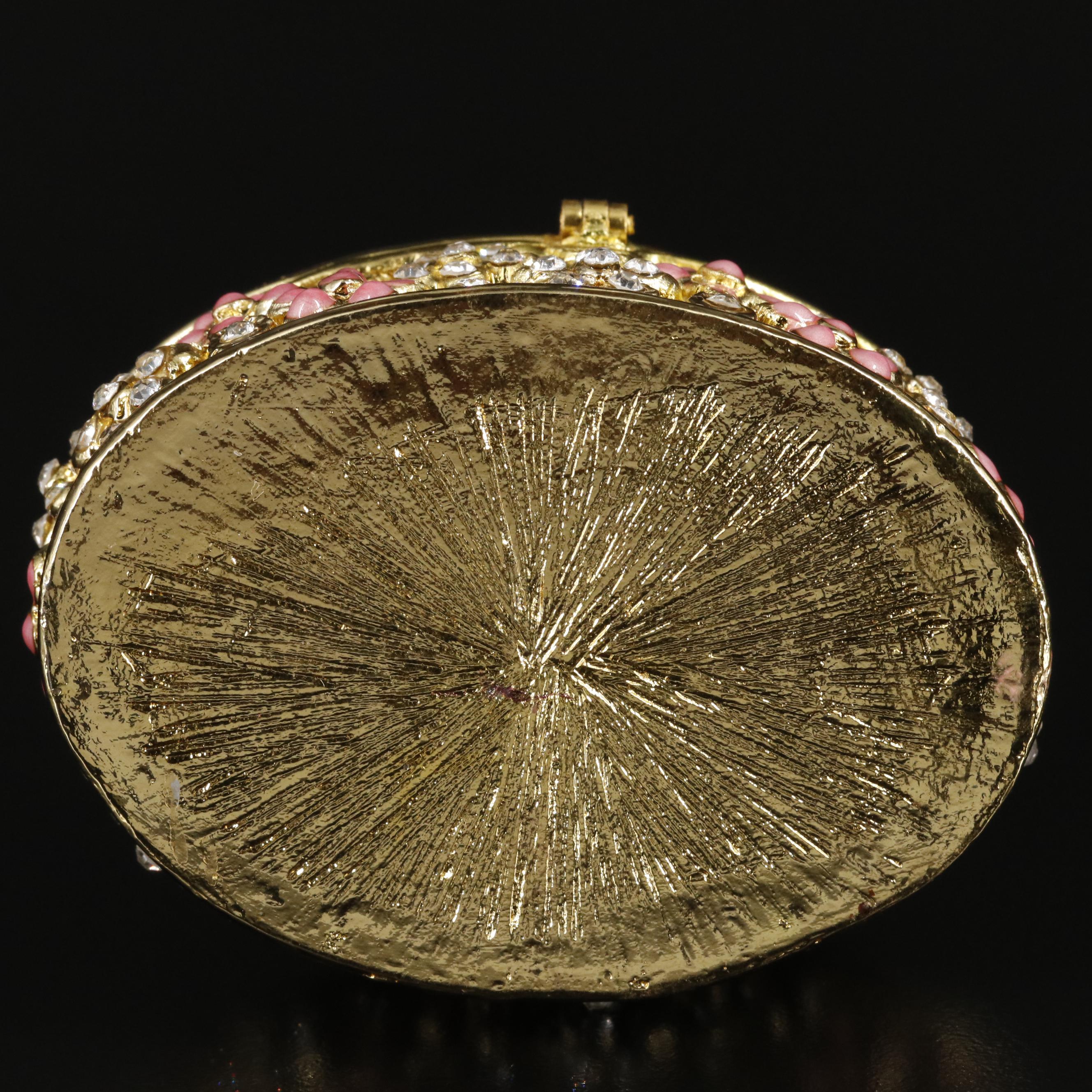 Embellished Metal Butterfly and Flowers Jewelry Case with Box