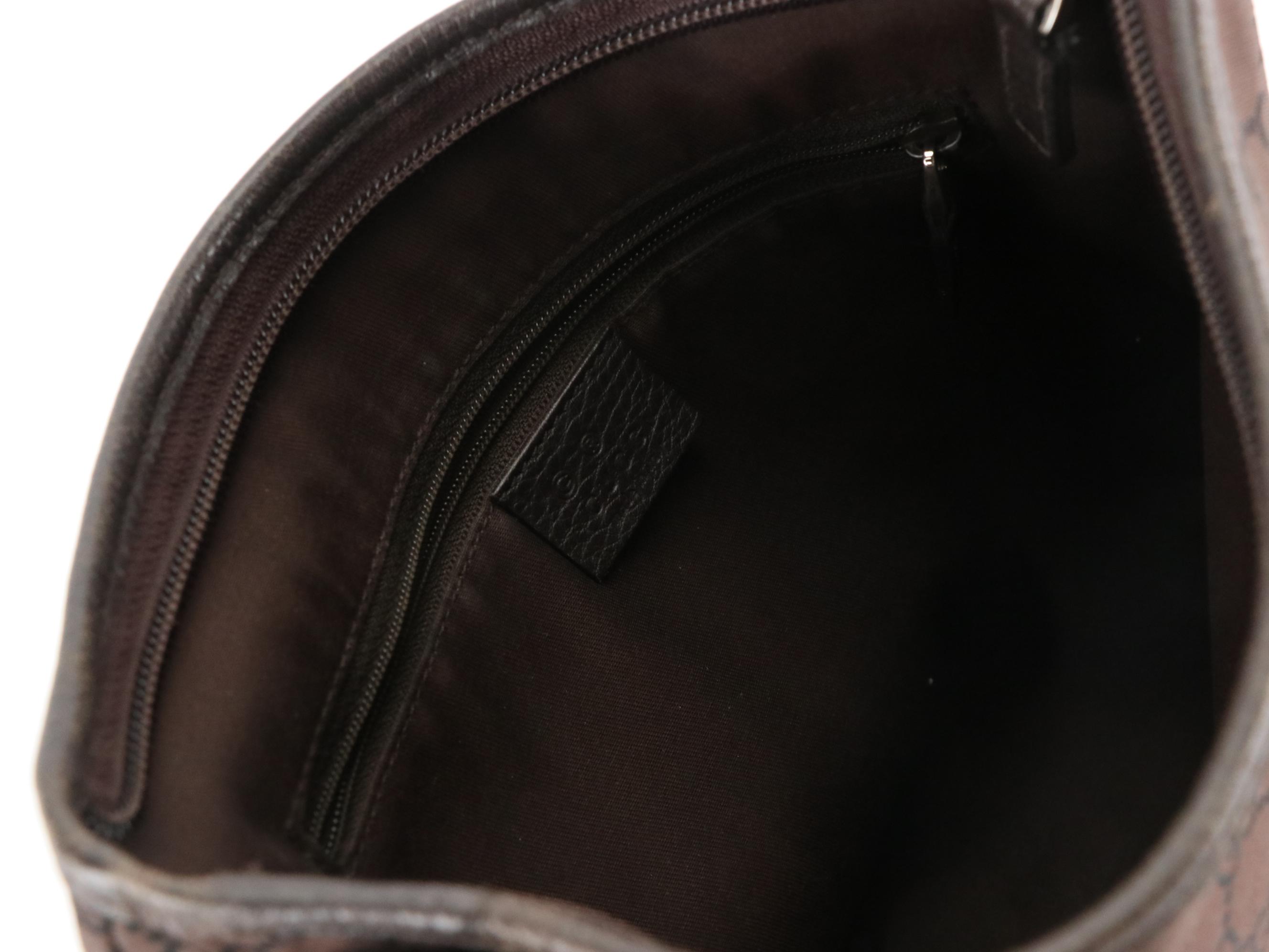 Gucci Brown GG Canvas and Grain Leather Crossbody Bag with Bag Charm