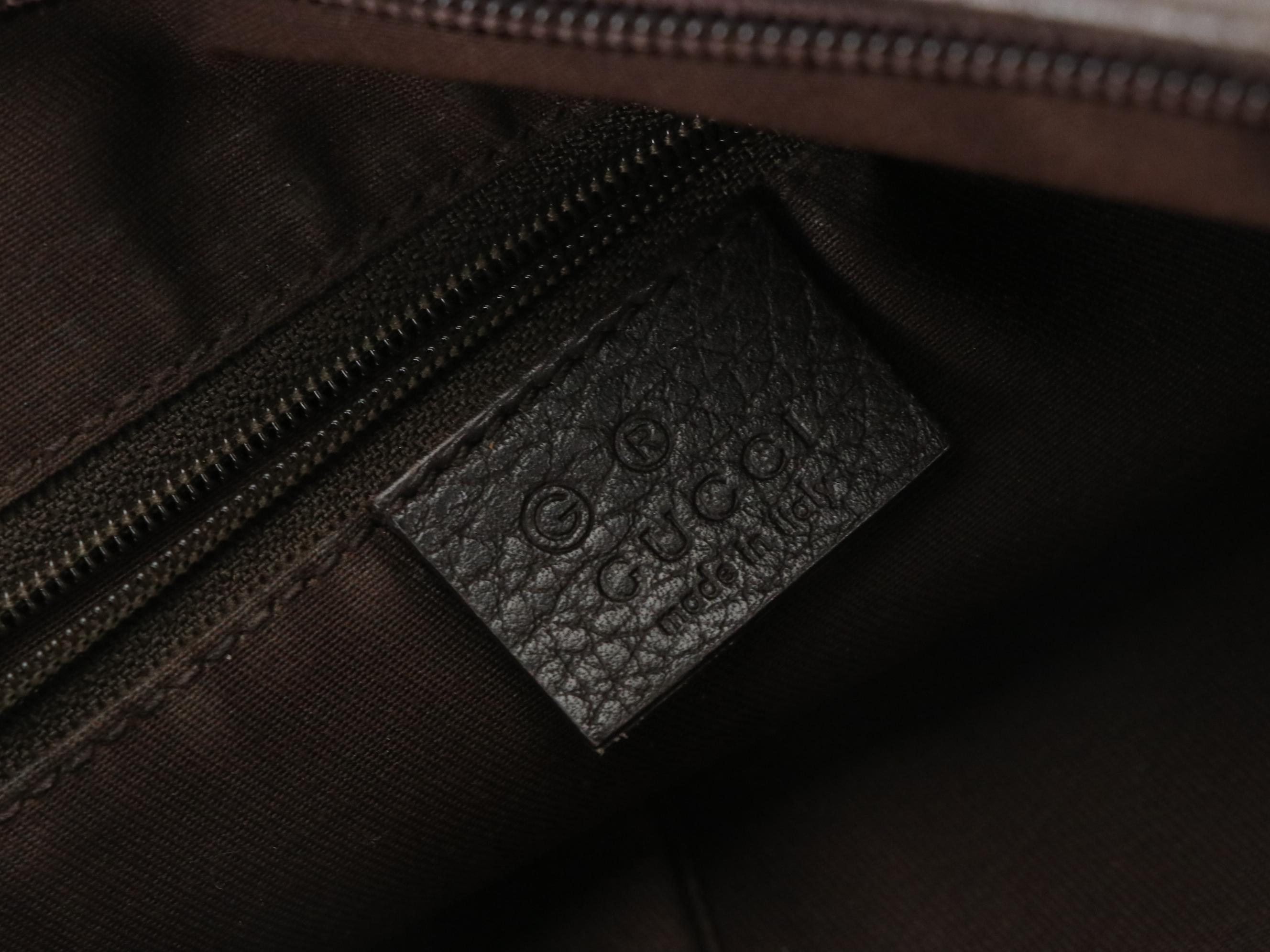 Gucci Brown GG Canvas and Grain Leather Crossbody Bag with Bag Charm