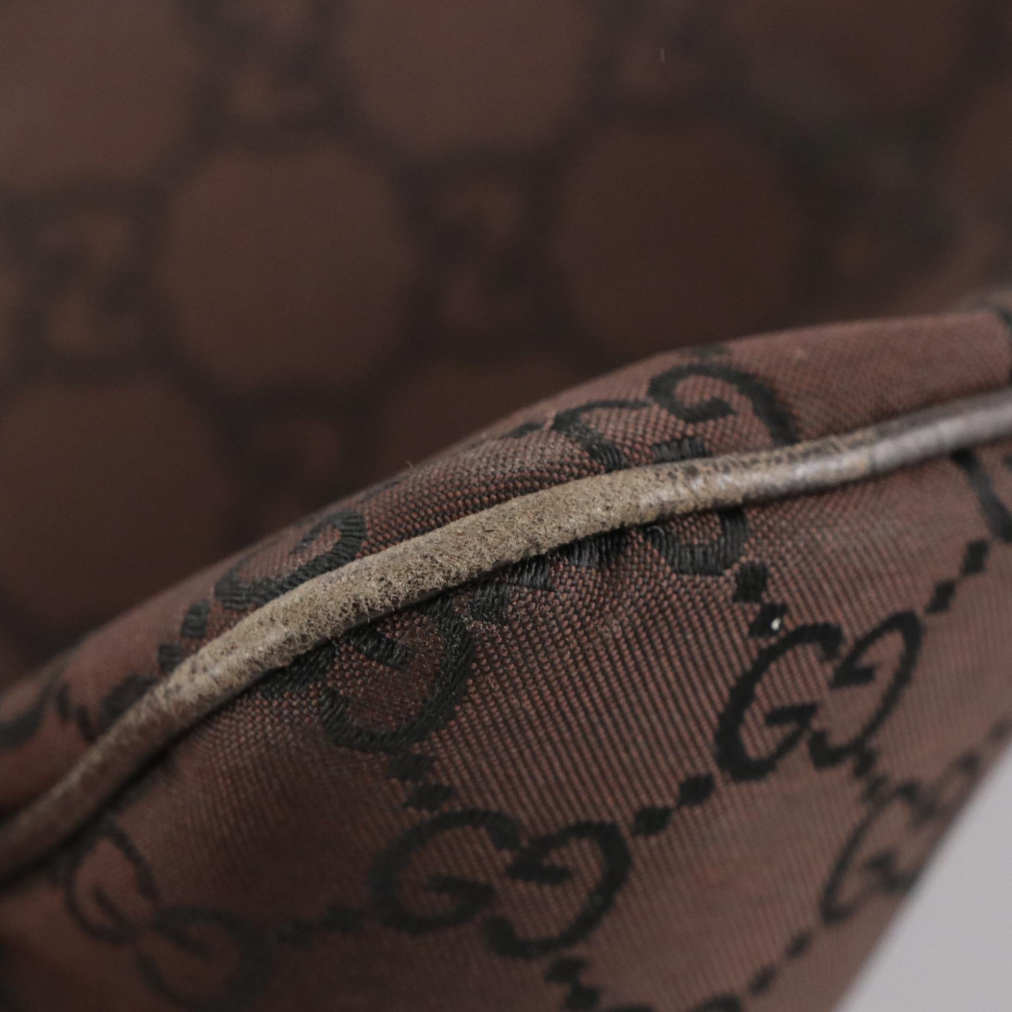 Gucci Brown GG Canvas and Grain Leather Crossbody Bag with Bag Charm