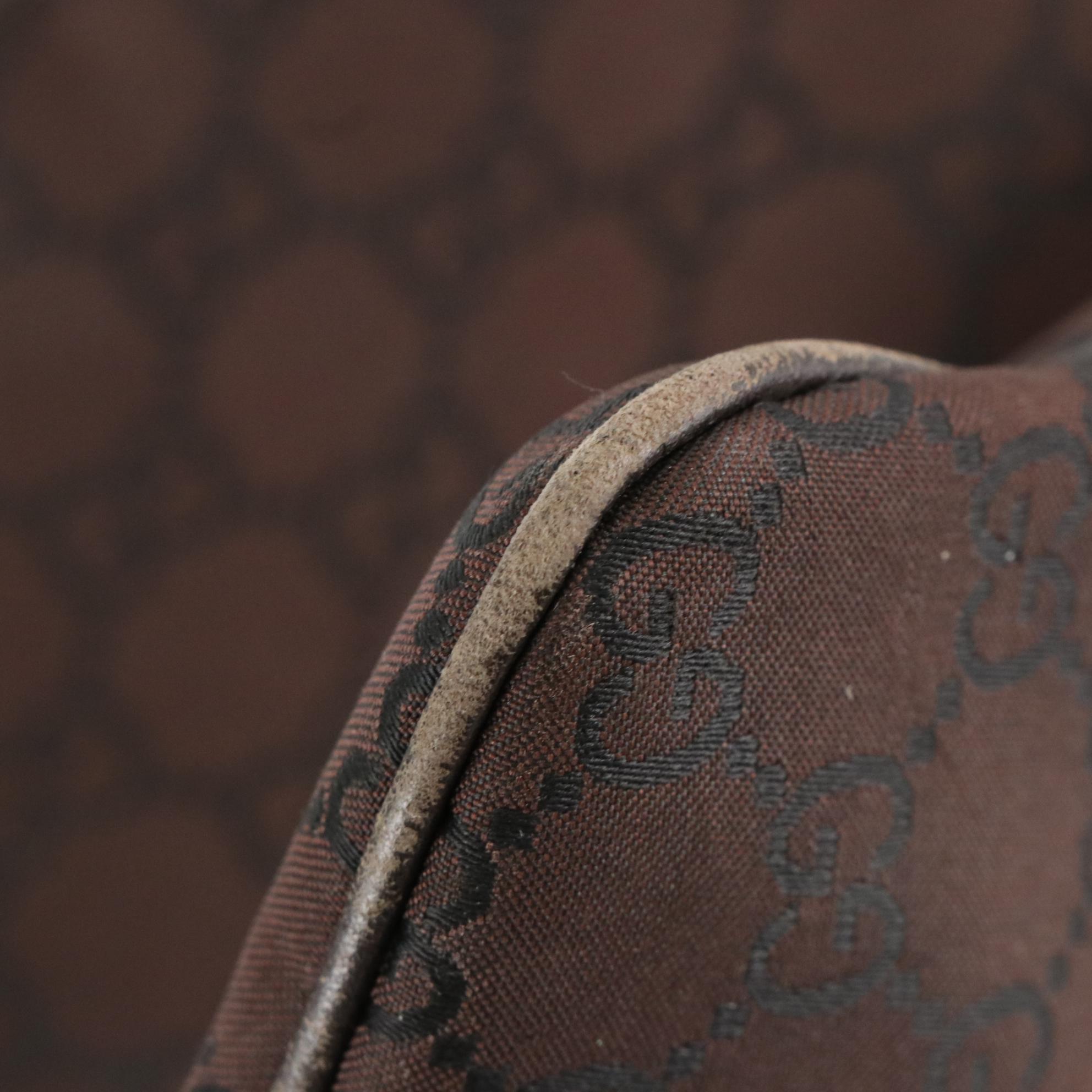 Gucci Brown GG Canvas and Grain Leather Crossbody Bag with Bag Charm