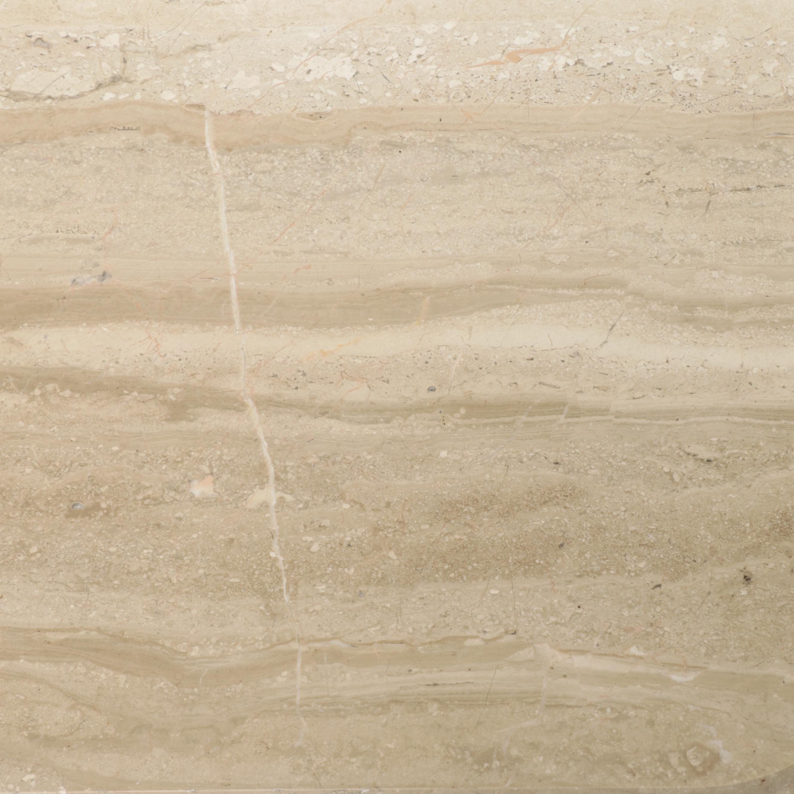 Henredon Louis XV Style Pickled Oak Coffee Table with Cream Marble Top