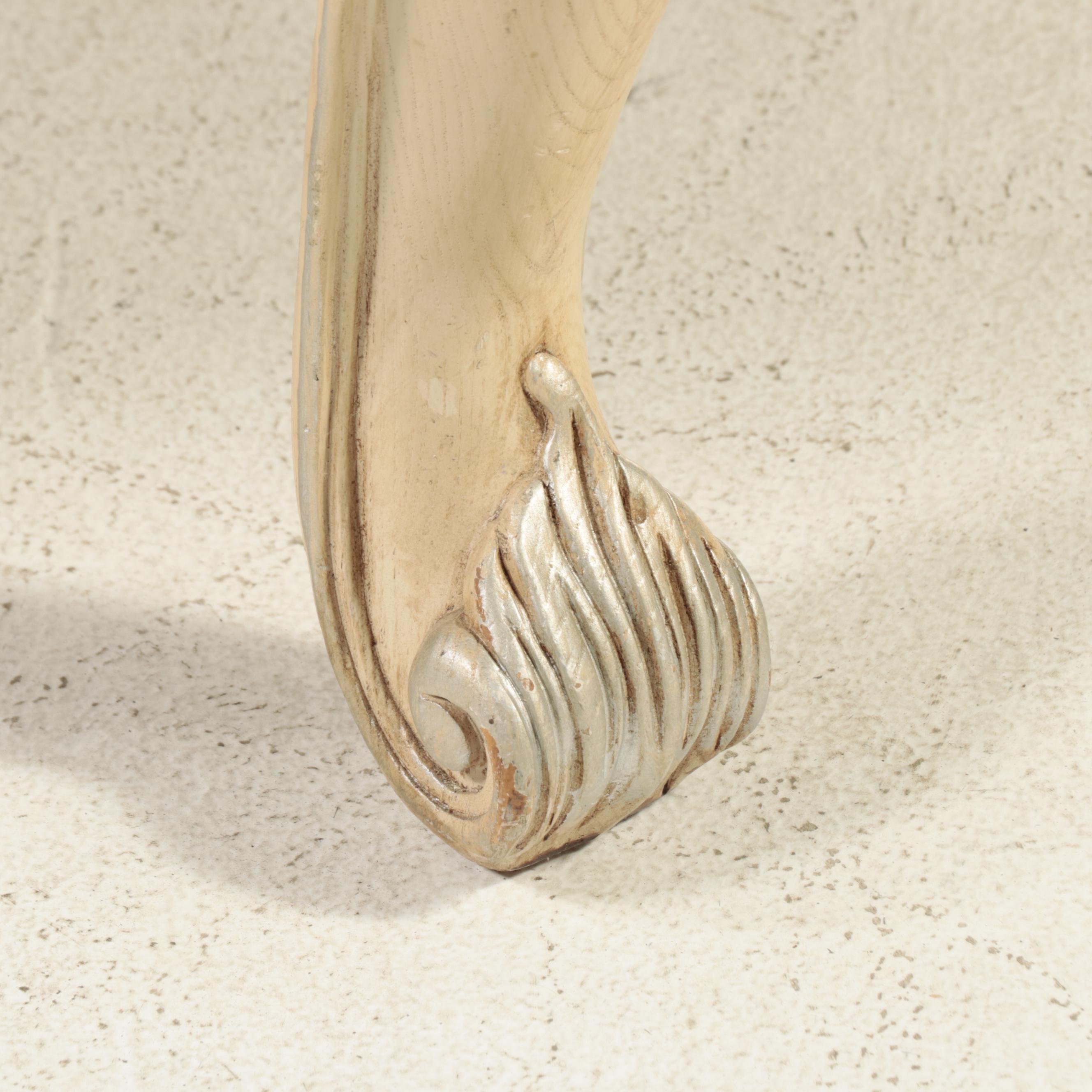 Henredon Louis XV Style Pickled Oak Coffee Table with Cream Marble Top