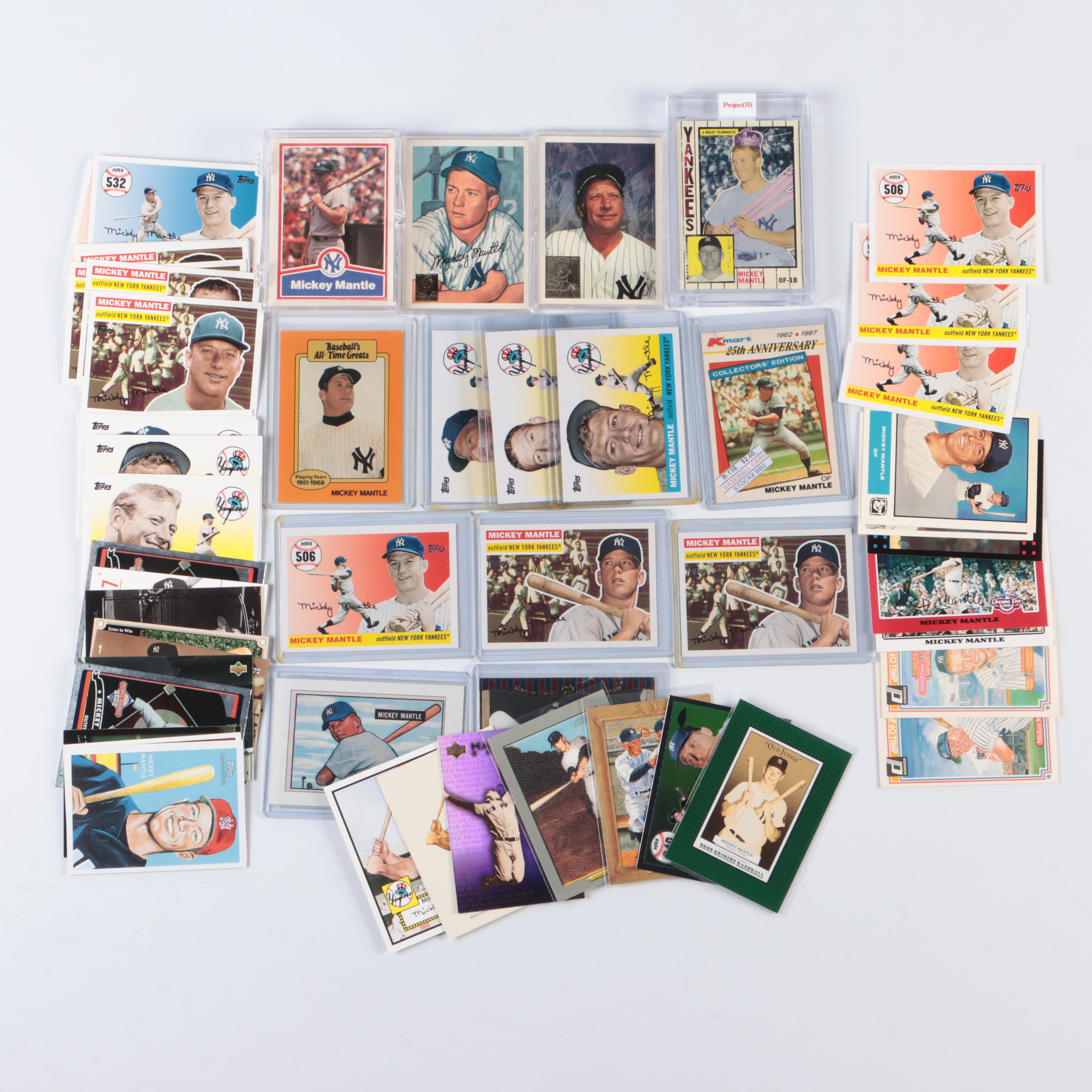 Mickey Mantle Baseball Card Collection Featuring Reprints and More, 1980s–2020s