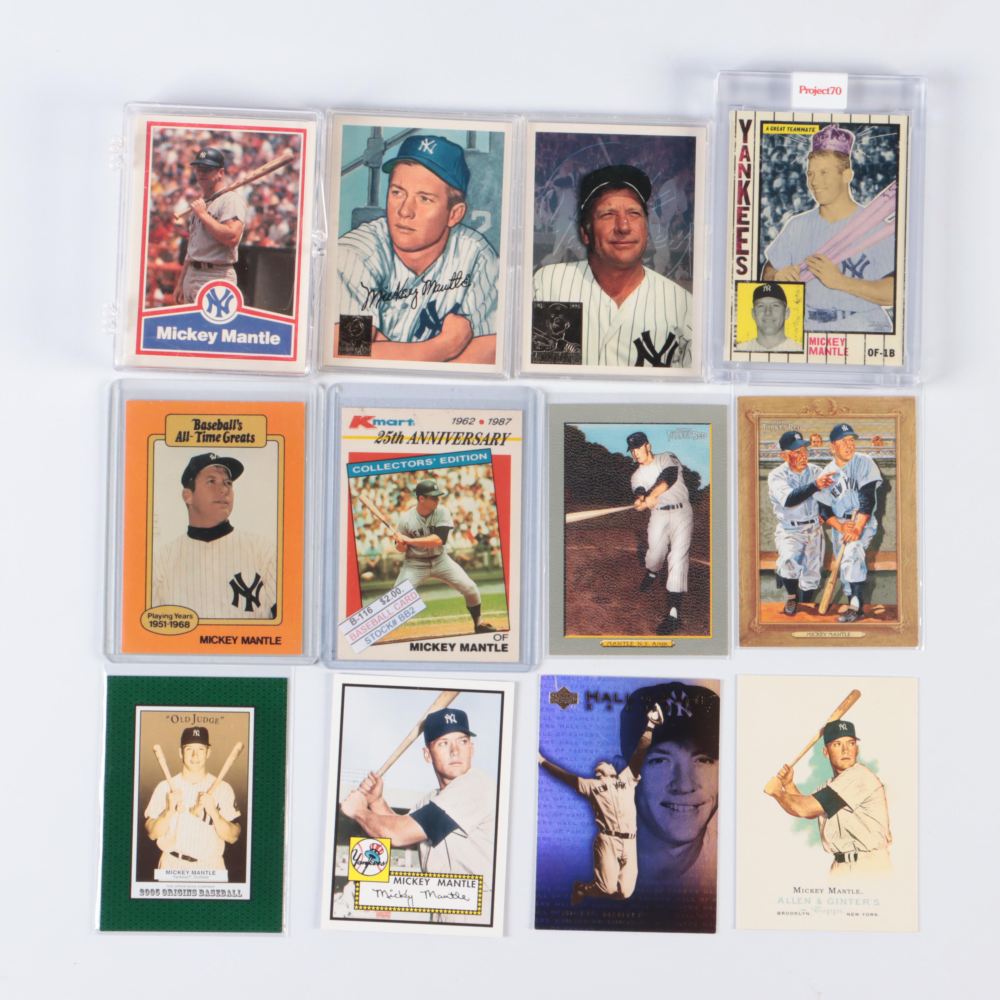 Mickey Mantle Baseball Card Collection Featuring Reprints and More, 1980s–2020s