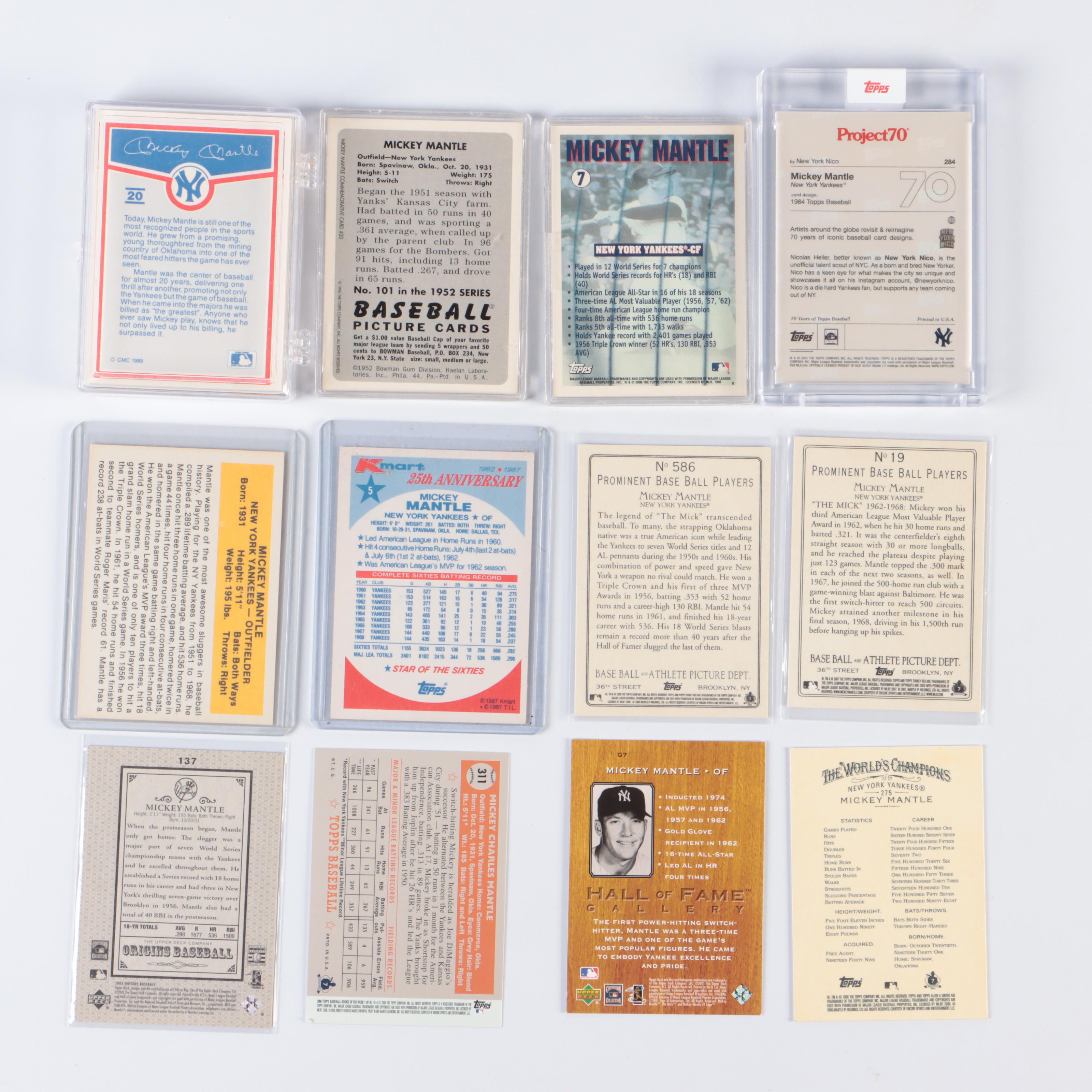 Mickey Mantle Baseball Card Collection Featuring Reprints and More, 1980s–2020s